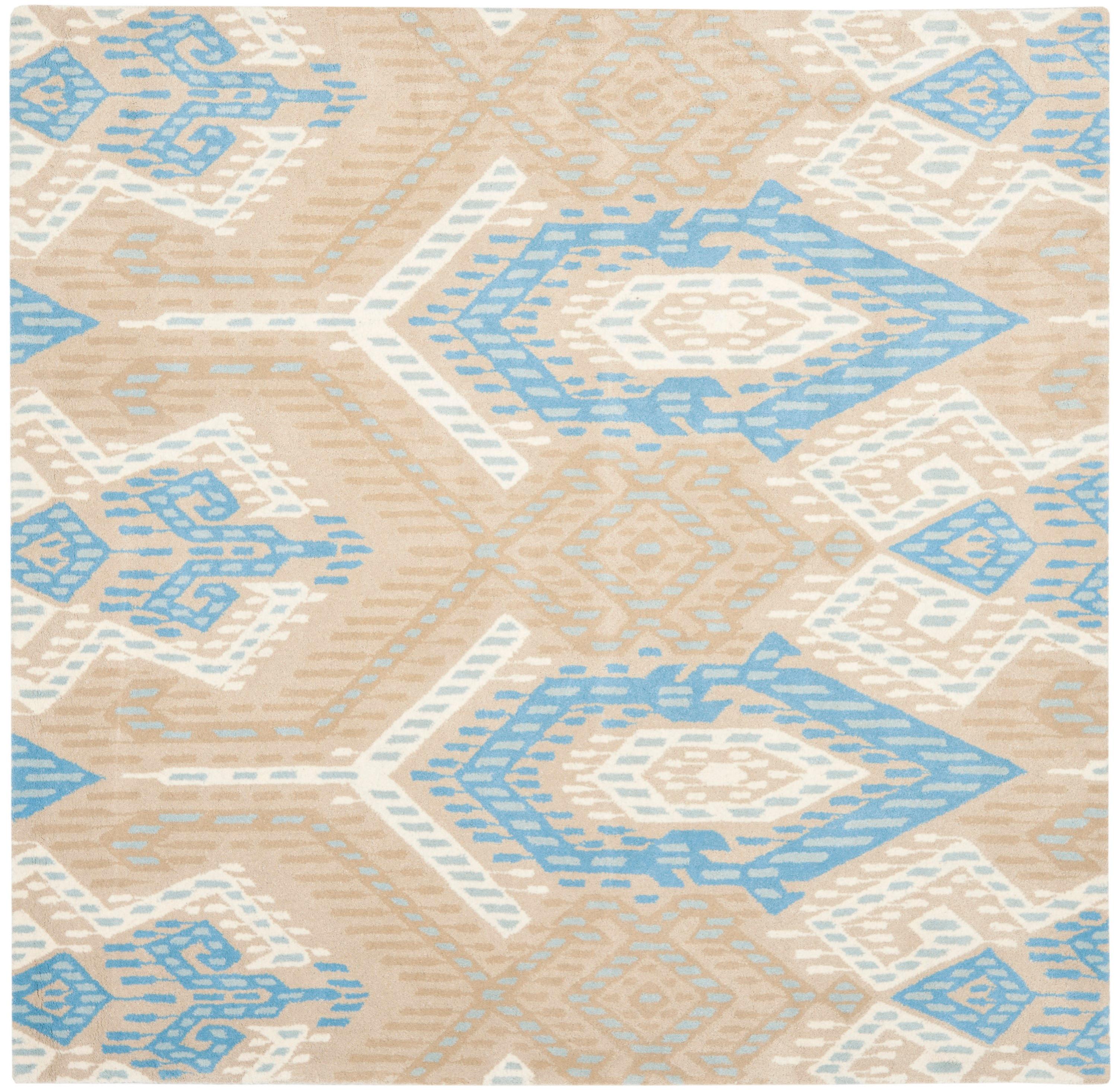 Wyndham WYD373 Hand Tufted Area Rug - Blue/Ivory - 7'x7' - Safavieh.