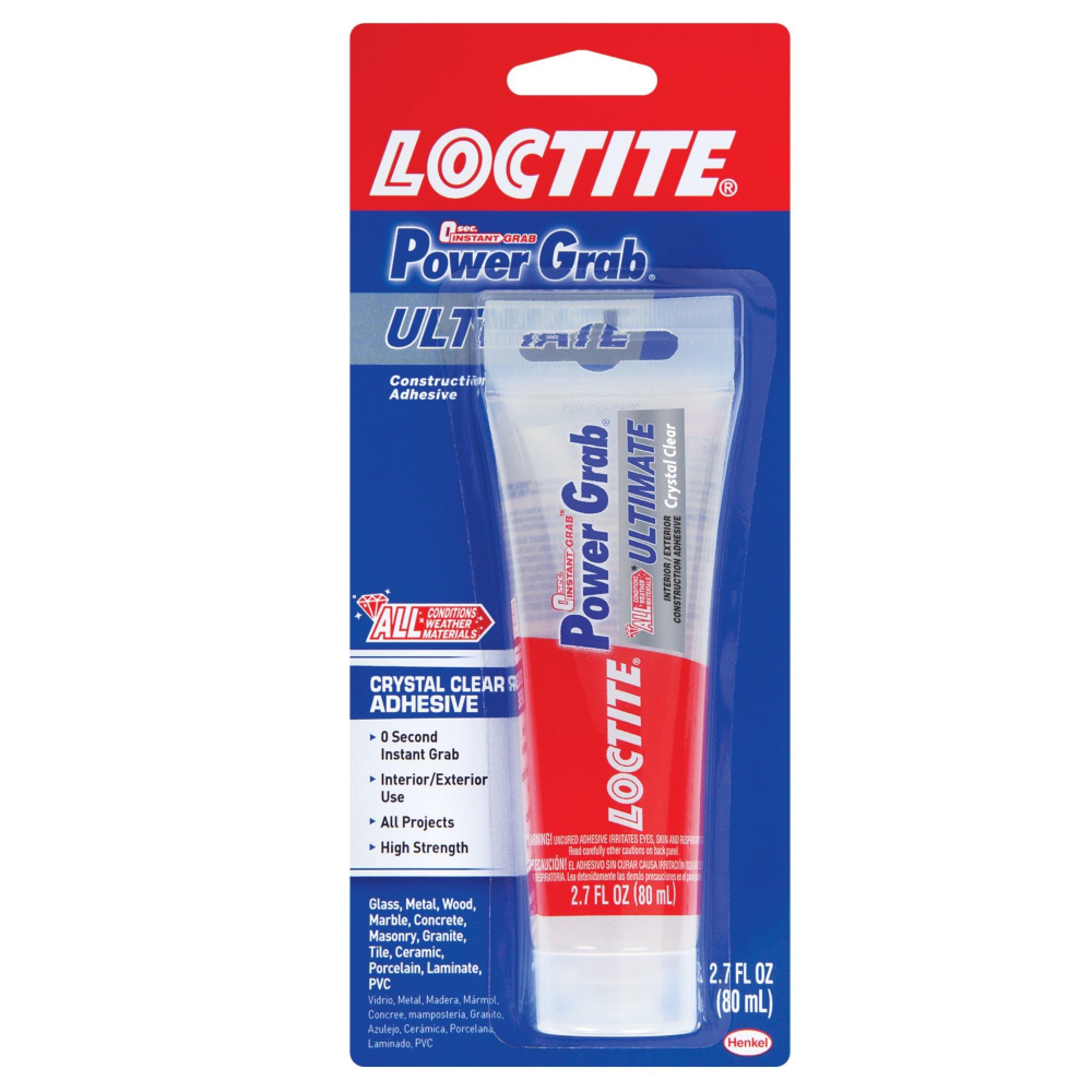 Loctite Power Grab Construction Adhesive Ultimate Crystal Clear, Pack of 1, Clear 2.7 fl oz Tube