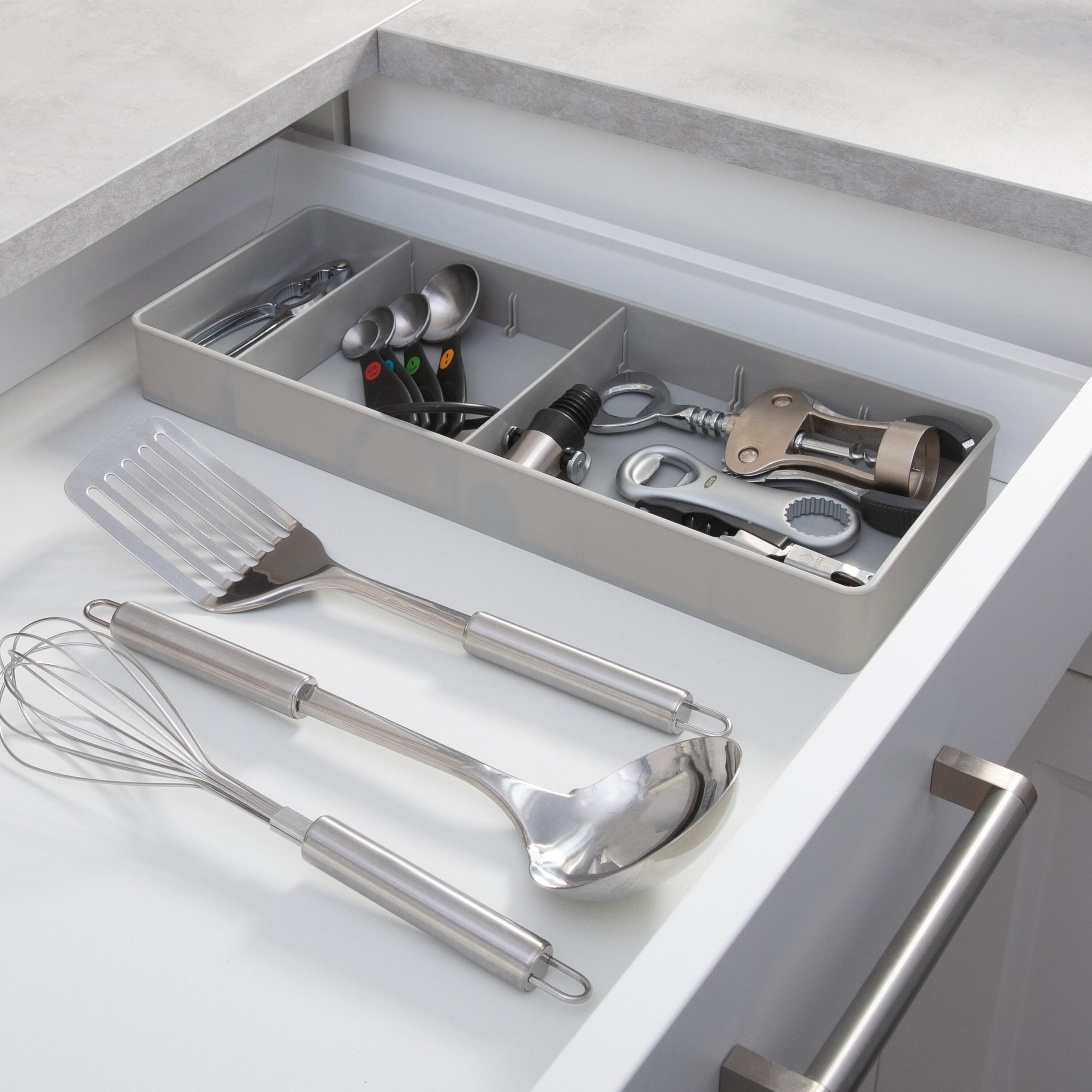 Kitchen Details Adjustable Drawer Organizer in Grey