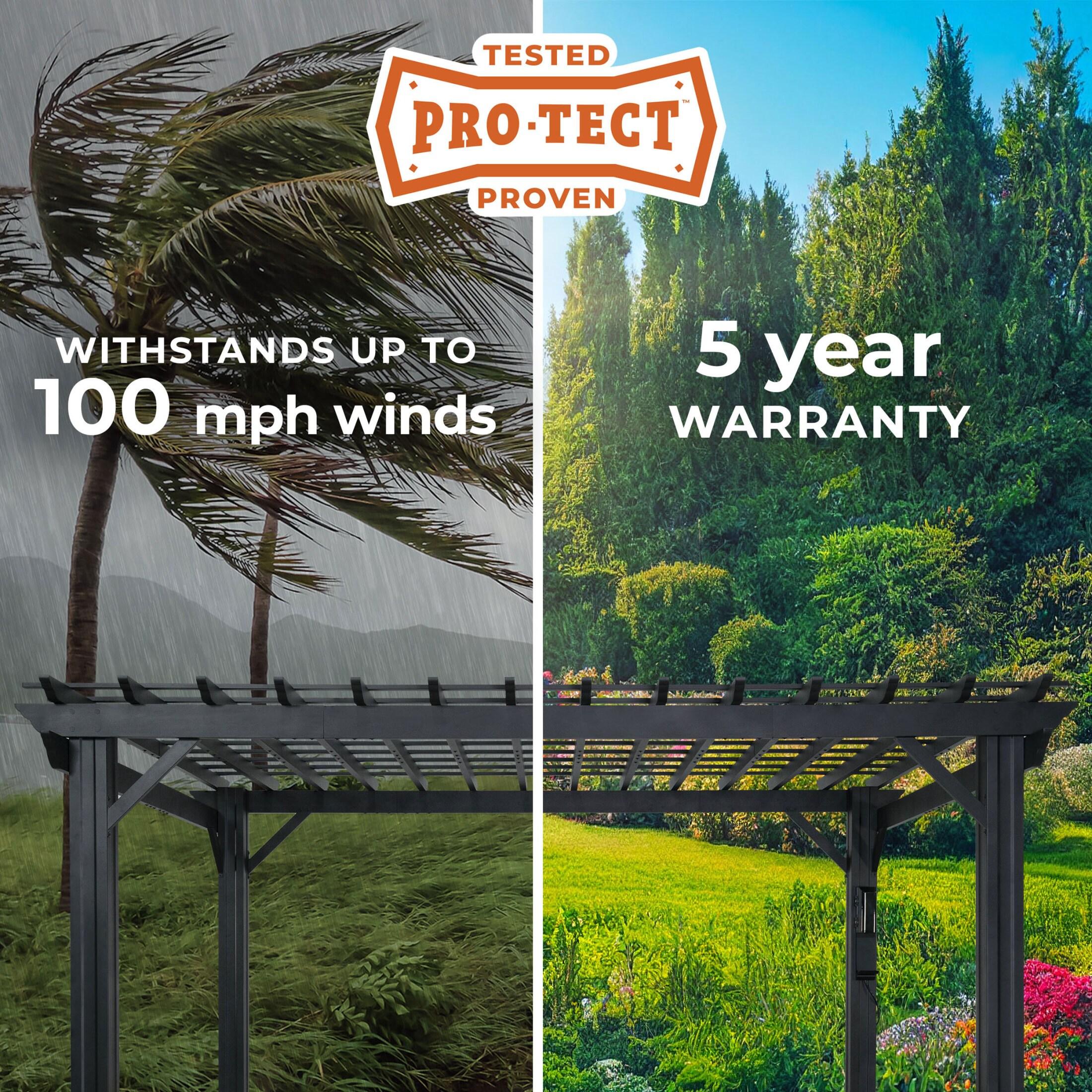 Backyard Discovery Stratford 14x10' Galvanized Steel Pergola, Shade Sail Canopy, PowerPort