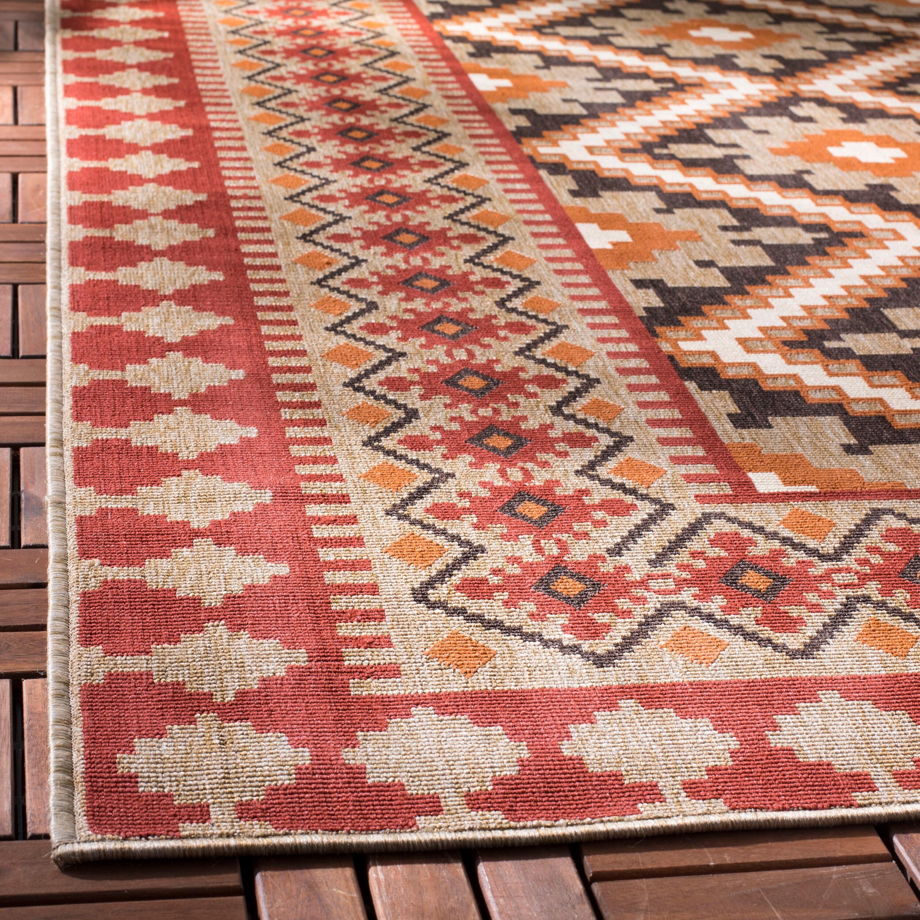 Veranda VER099 Power Loomed Indoor/Outdoor Accent Rug - Red/Natural - 2'x3'7" - Safavieh