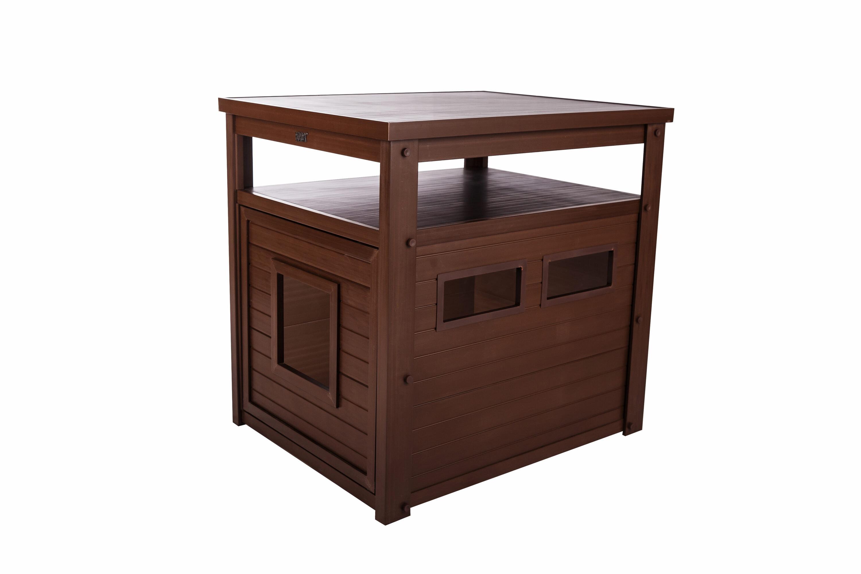 New Age Pet® ECOFLEX® Litter Loo® Litter Box Enclosure End Table, Durable and Eco-Friendly Wood Plastic Composite, Easy to Clean, Flip Down Door for Simple Cleanup, No Tool Assembly- Russset Brown