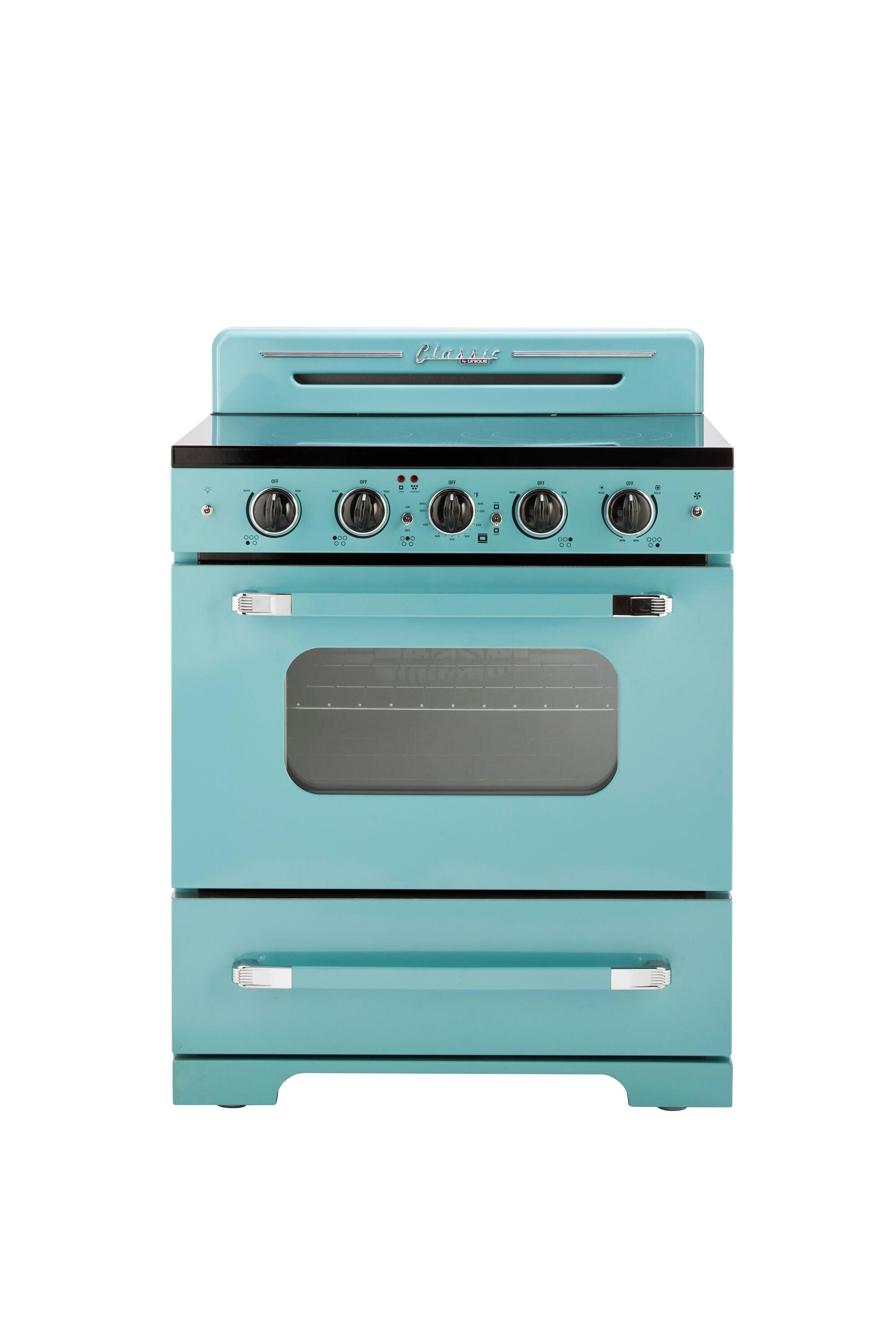 Unique Appliances Classic Retro 30" 5 Element 3.9 cu. ft. Freestanding Electric Glass Top Range with Convection Oven UGP-30CR EC T