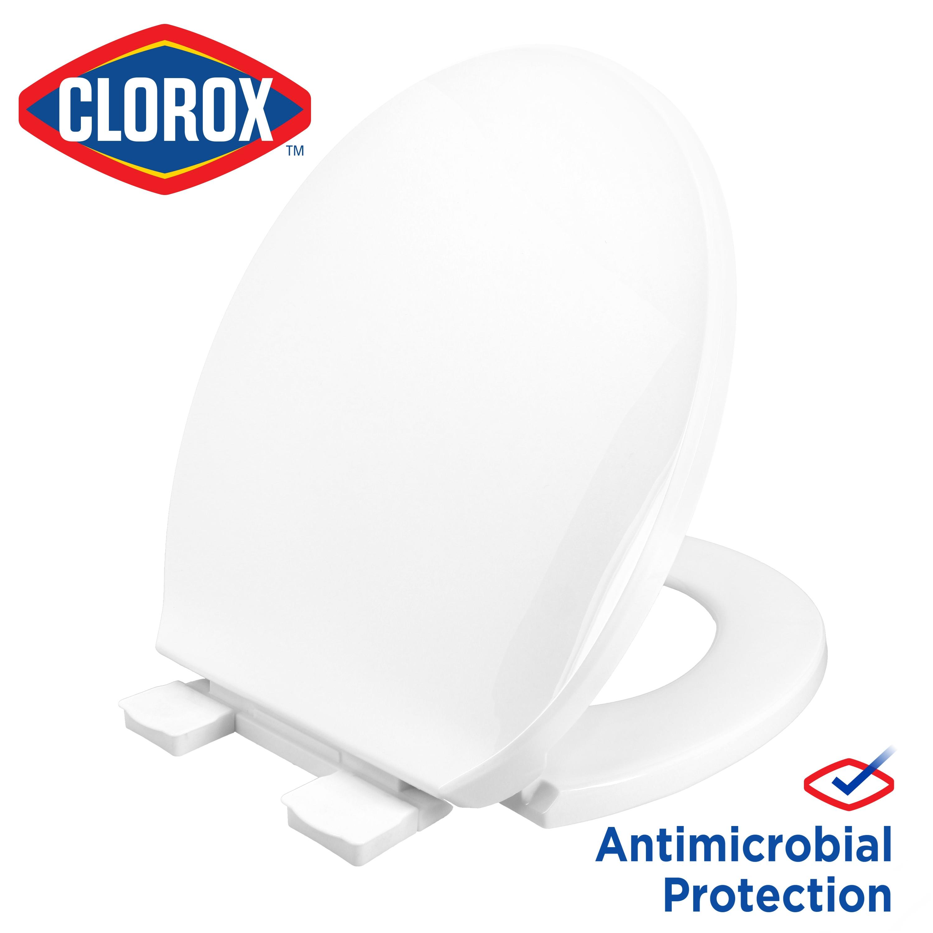 Clorox Antimicrobial Round Stay Fresh Scented Plastic Toilet Seat with Easy-off Hinges