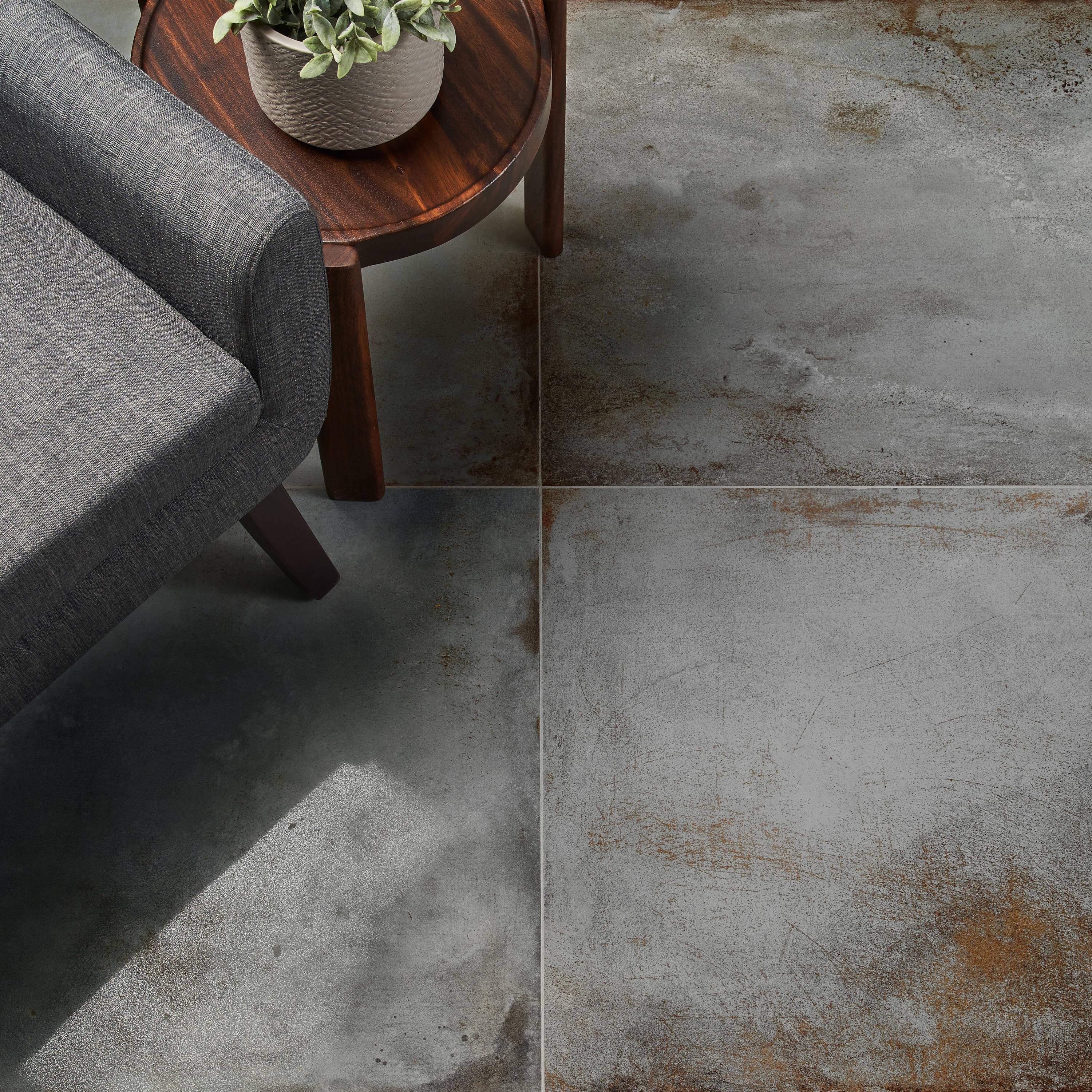 Large Format 23.62" x 47.24" Semi-polished Cement Look Porcelain Floor and Wall Tile