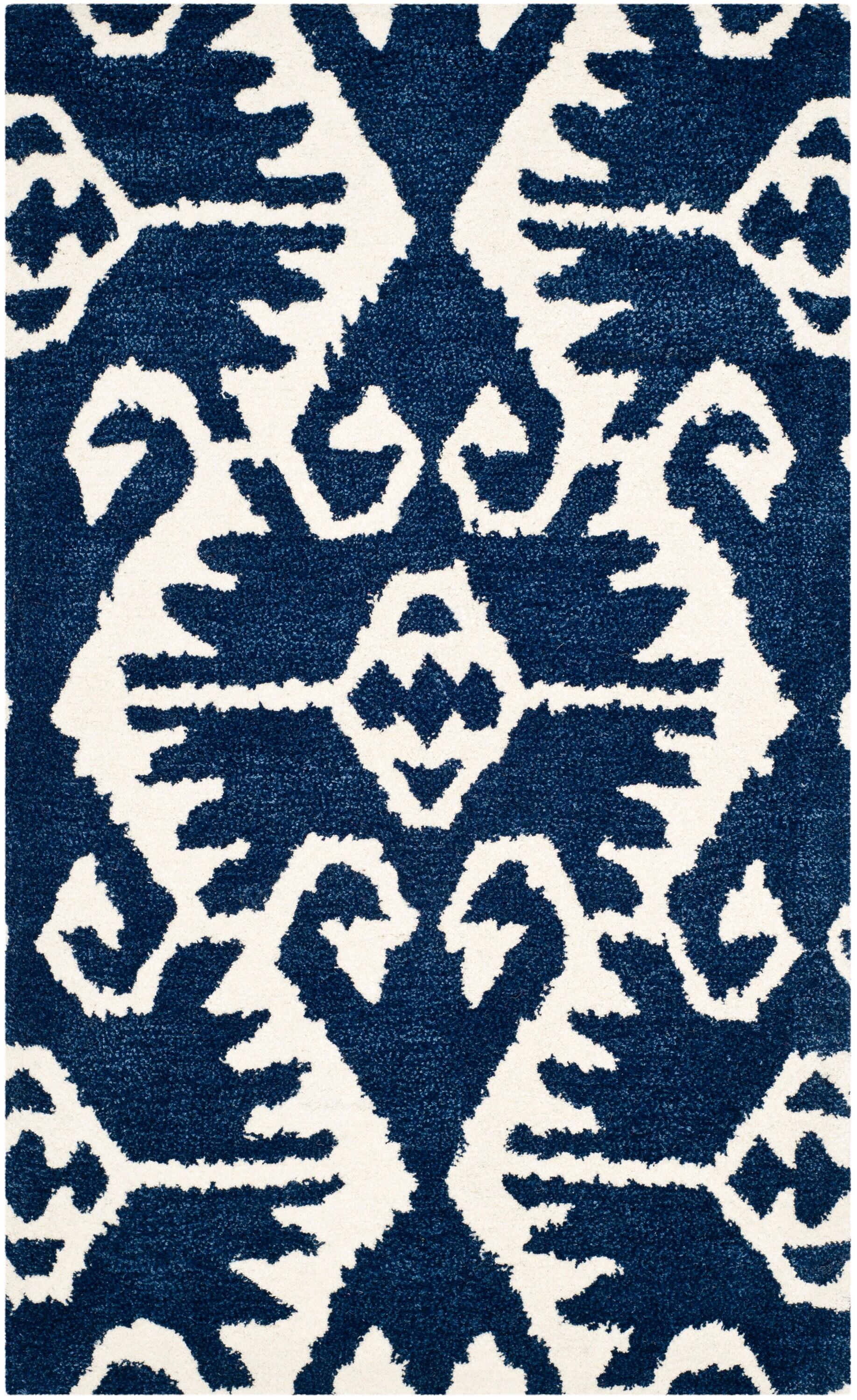 Wyndham WYD323 Hand Tufted Indoor Area Rug - Royal Blue/Ivory - 4'x6' - Safavieh