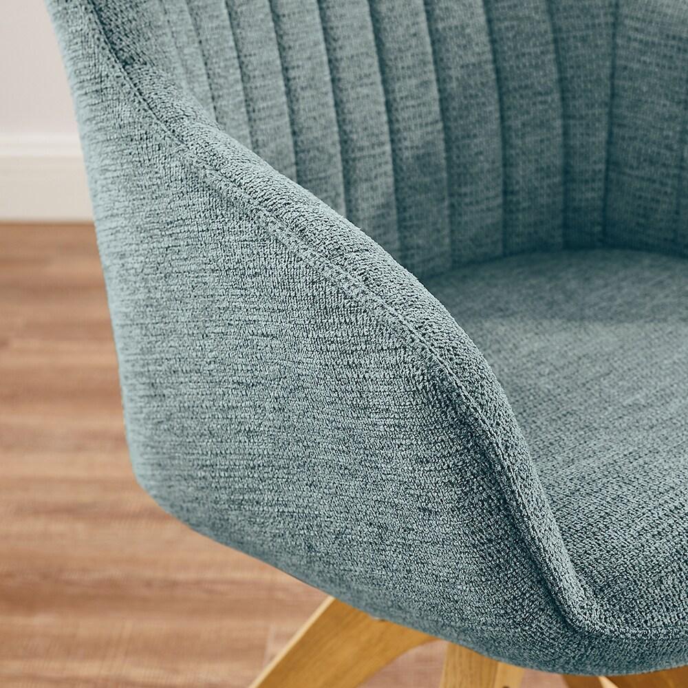 Art Leon Mid Century Accent Chair Fabric Swivel Beech Wood Legs, Light Blue