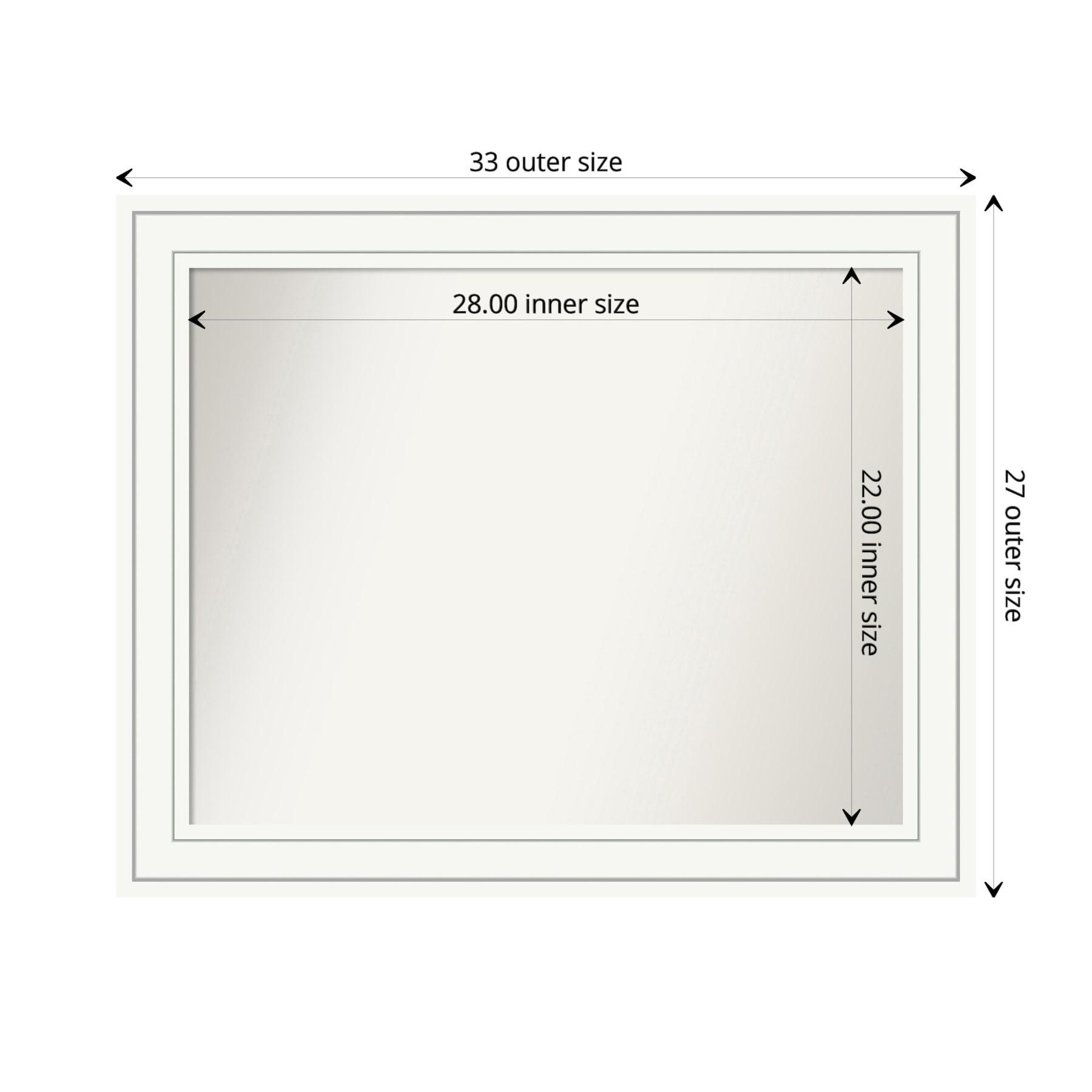 33" x 27" Non-Beveled Craftsman Wood Bathroom Wall Mirror White - Amanti Art: Modern Style, Wall Mounted, Includes Hardware