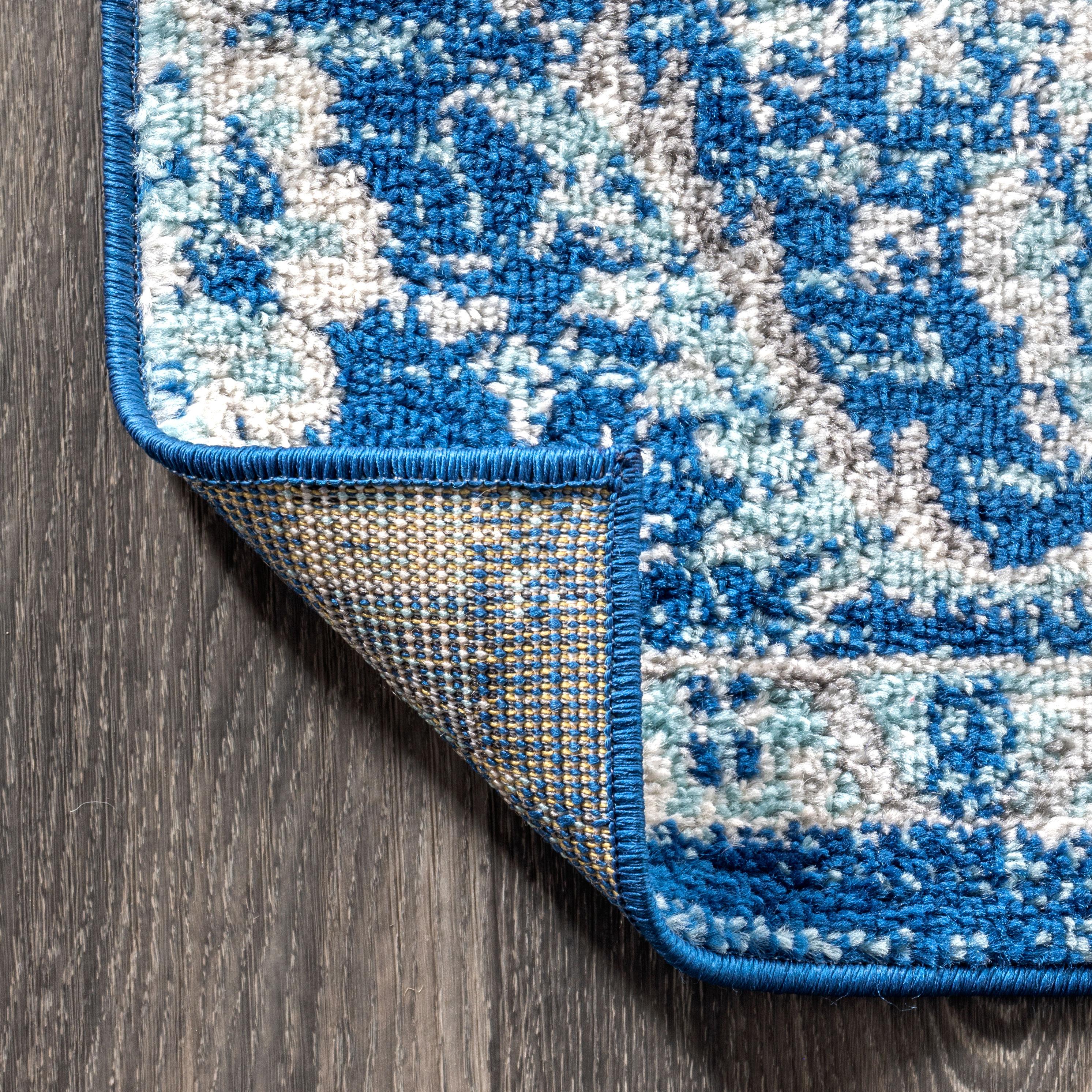 JONATHAN Y Bohemian FLAIR Boho Vintage Medallion Cream/Blue 4 ft. x 6 ft. Area Rug