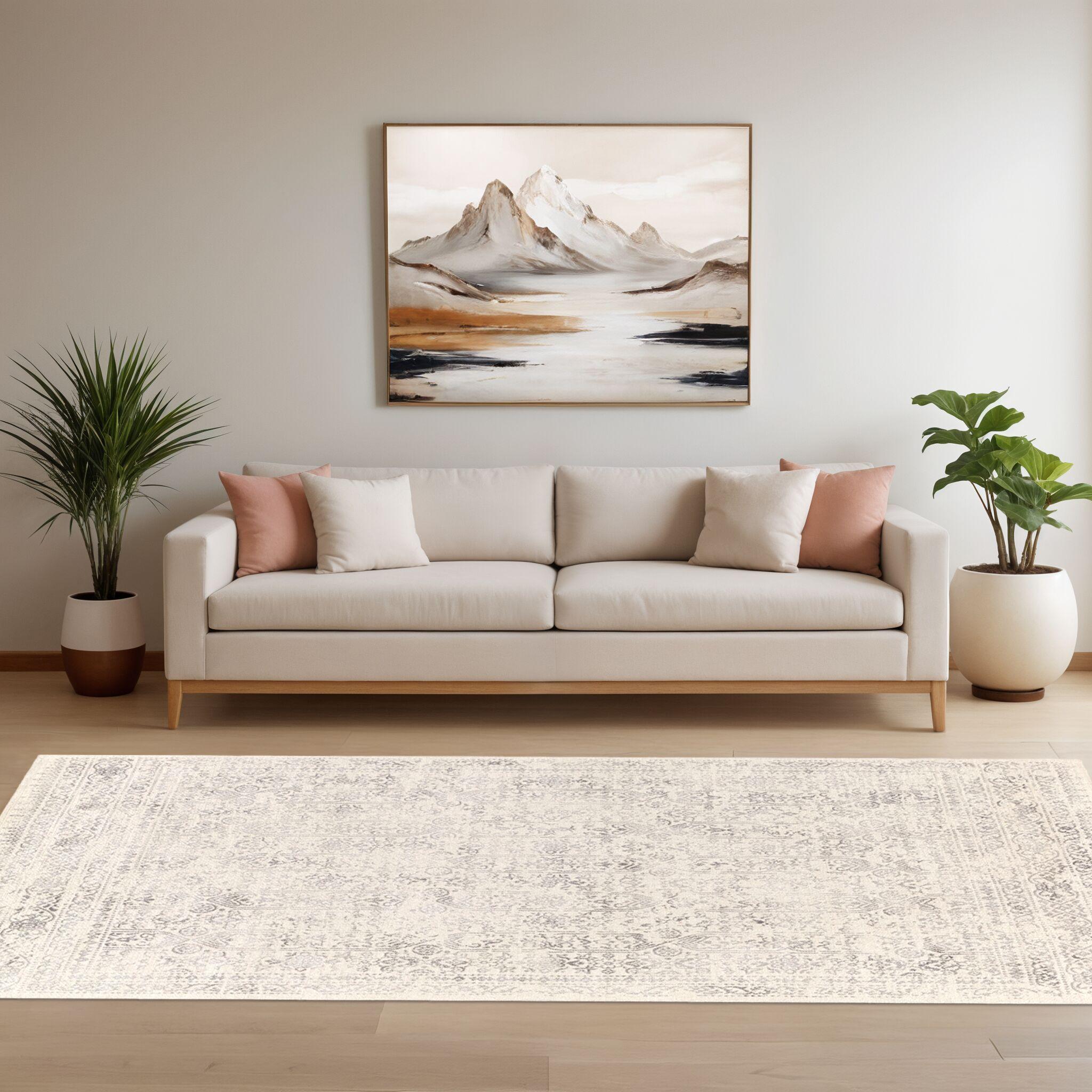 Roma ROM-2308 9' x 12'3" Rug in Light Gray/Cream/Camel
