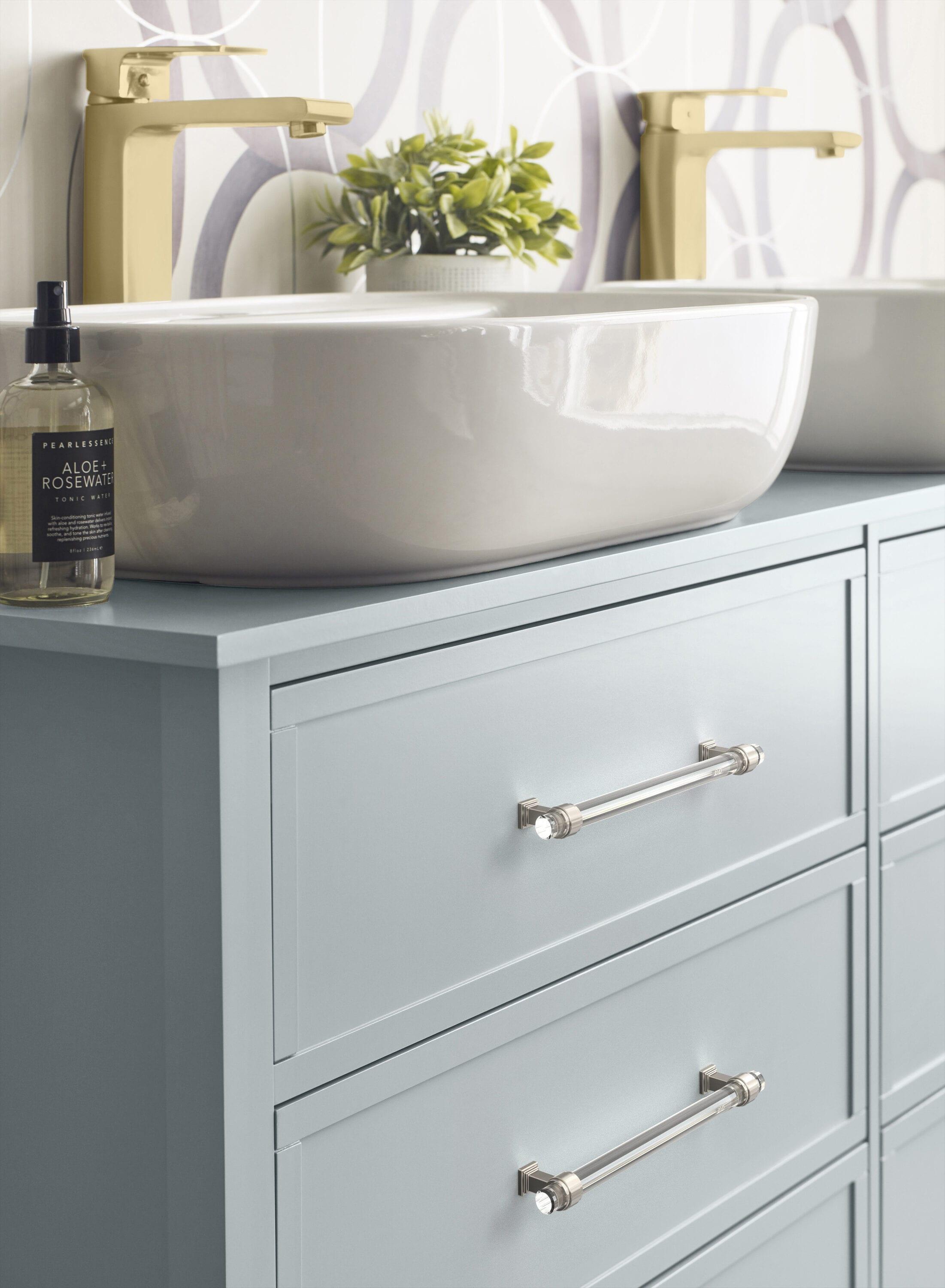 Amerock Glacio 8 inch (203mm) Center-to-Center Clear/Polished Nickel Cabinet Pull