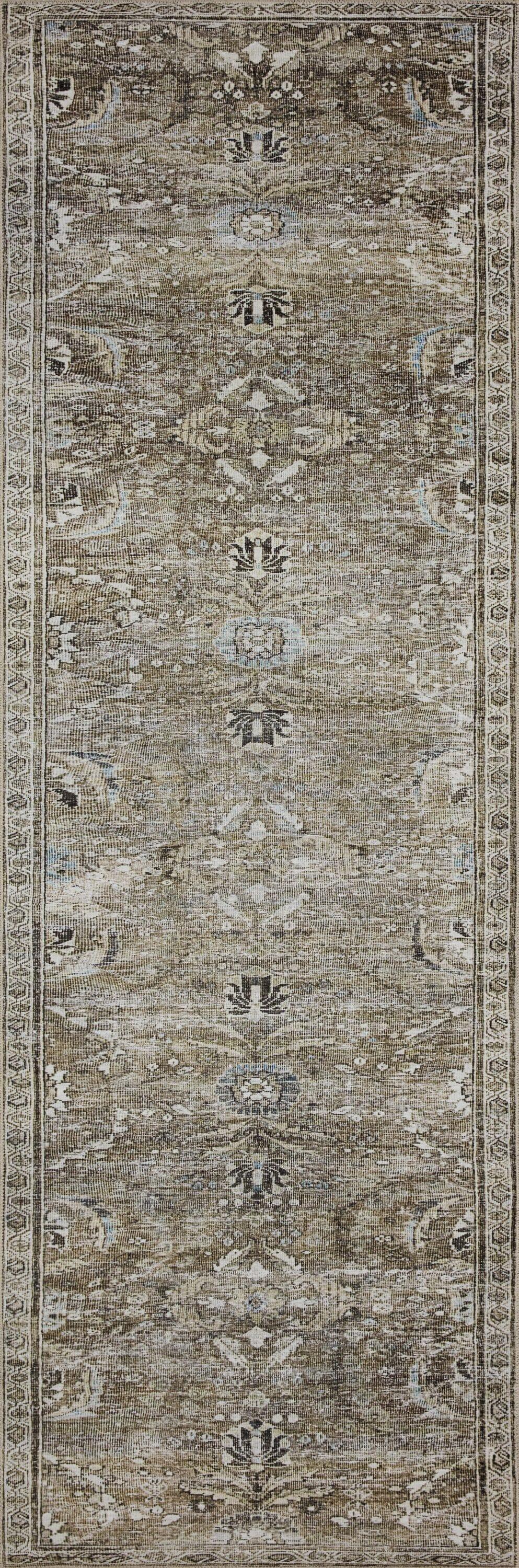 Ivory and Moss Reversible Synthetic Runner Rug 2'-6" x 12'