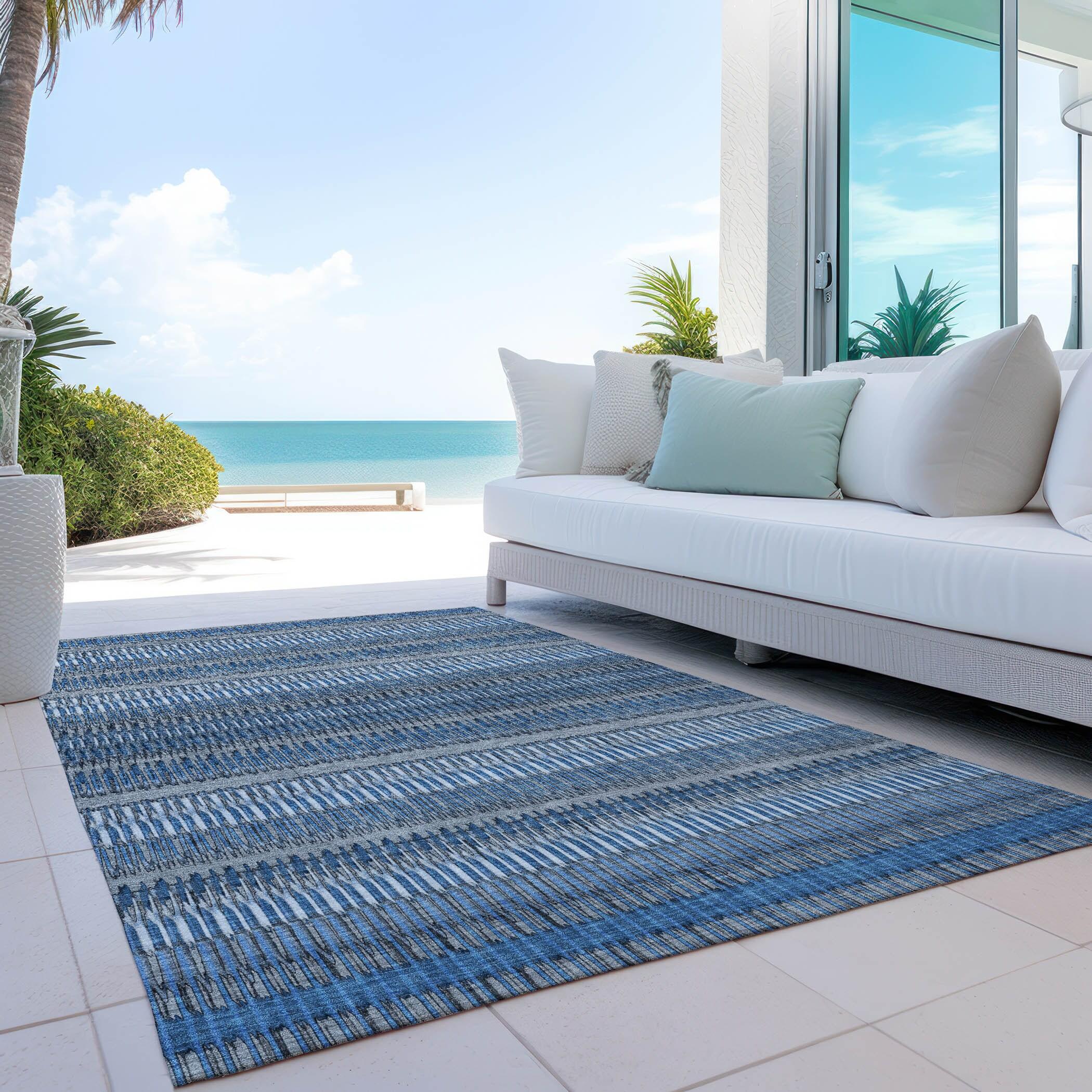 Addison Rugs Chantille ACN589 Blue 3' x 5' Indoor Outdoor Area Rug, Easy Clean, Machine Washable, Non Shedding, Bedroom, Living Room, Dining Room, Kitchen, Patio Rug