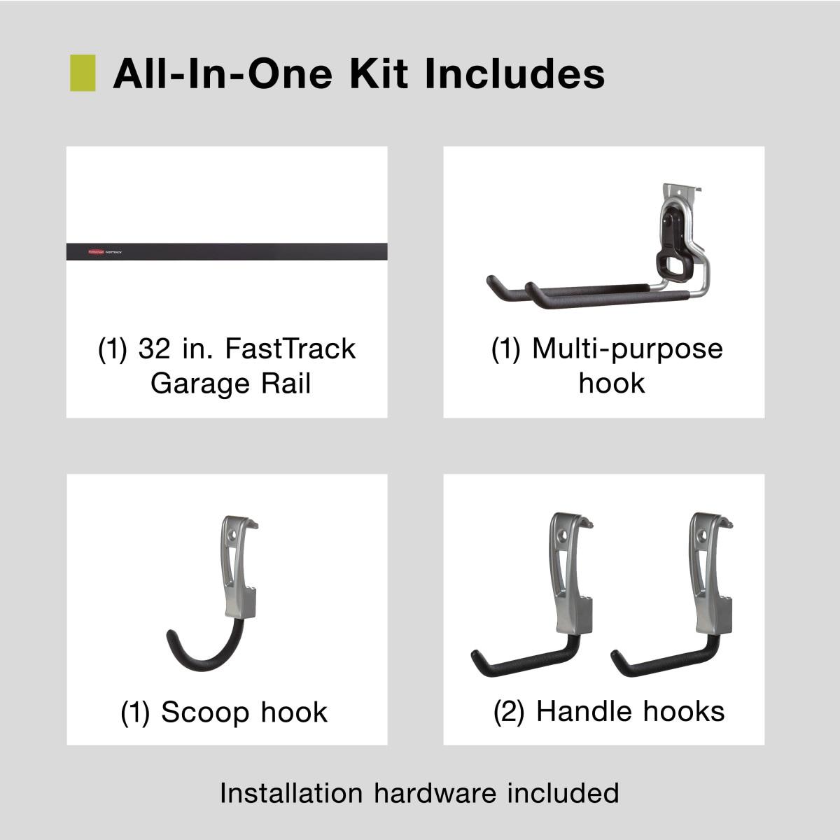 Rubbermaid Rubbermaid Garage FastTrack 5-Piece Starter Kit, Black/Grey
