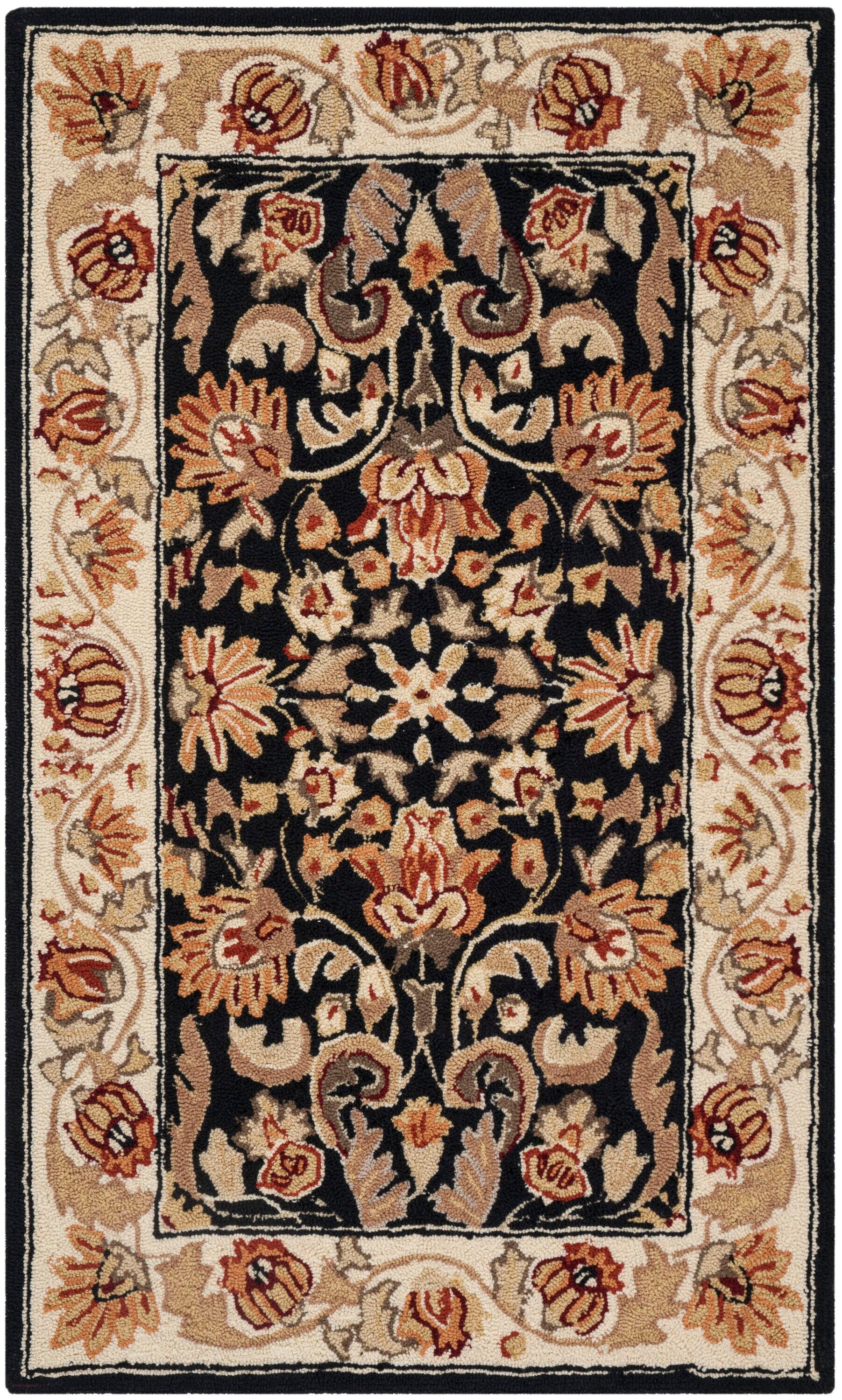 Easy Care EZC101 Hand Hooked Accent Rug - Black/Ivory - 2'x3' - Safavieh.