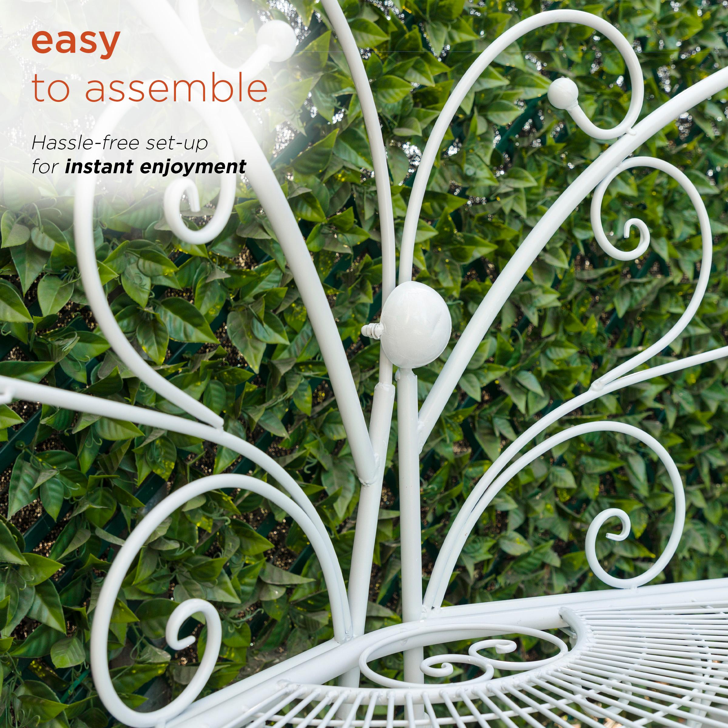 38" x 62" Metal Butterfly Outdoor Bench White - Alpine Corporation: Weather-Resistant, Garden Seating