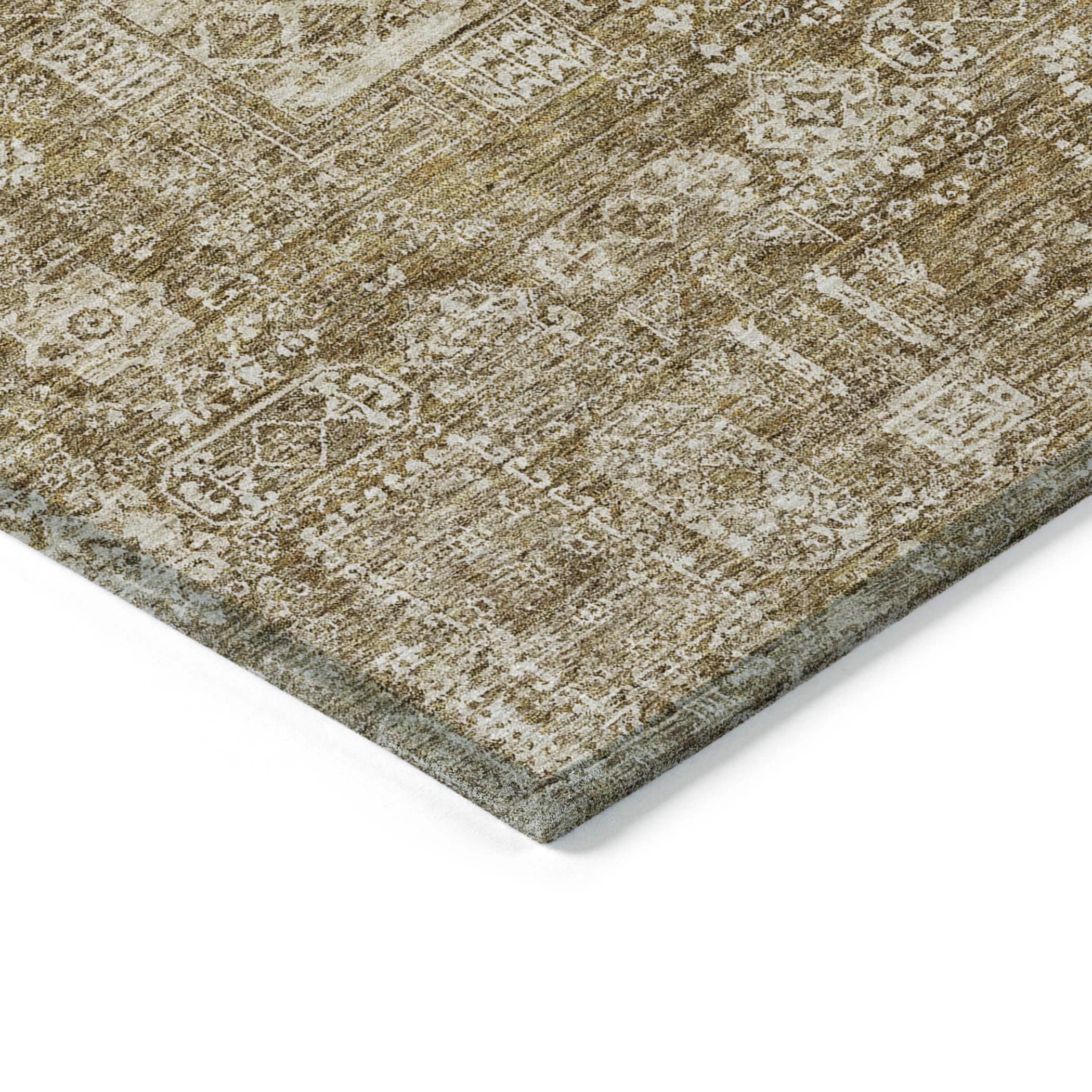 Brown Synthetic Flat Woven Washable Rectangular Rug 3' x 5'