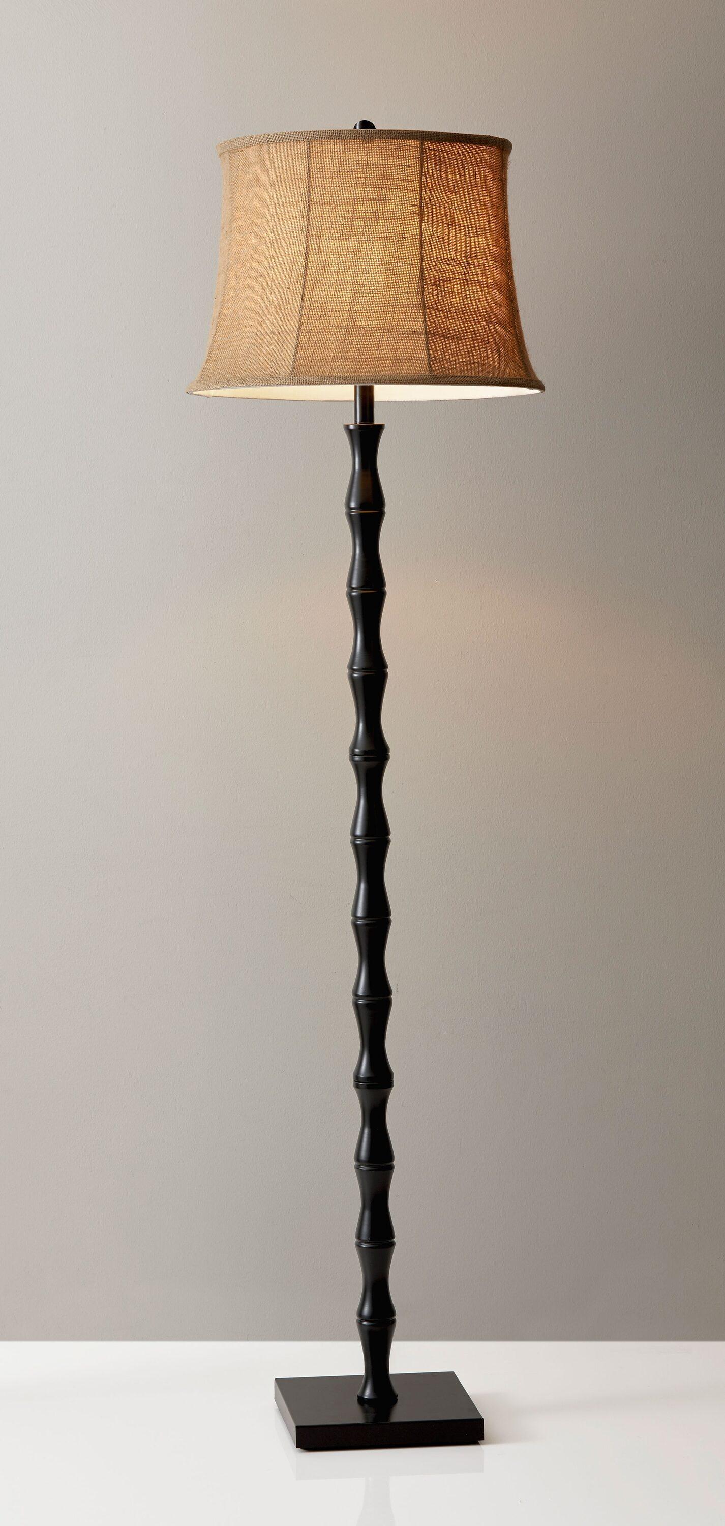 62" 3-way Stratton Floor Lamp Black - Adesso: Burlap Shade, Metal Body, UL Listed, Modern Decor