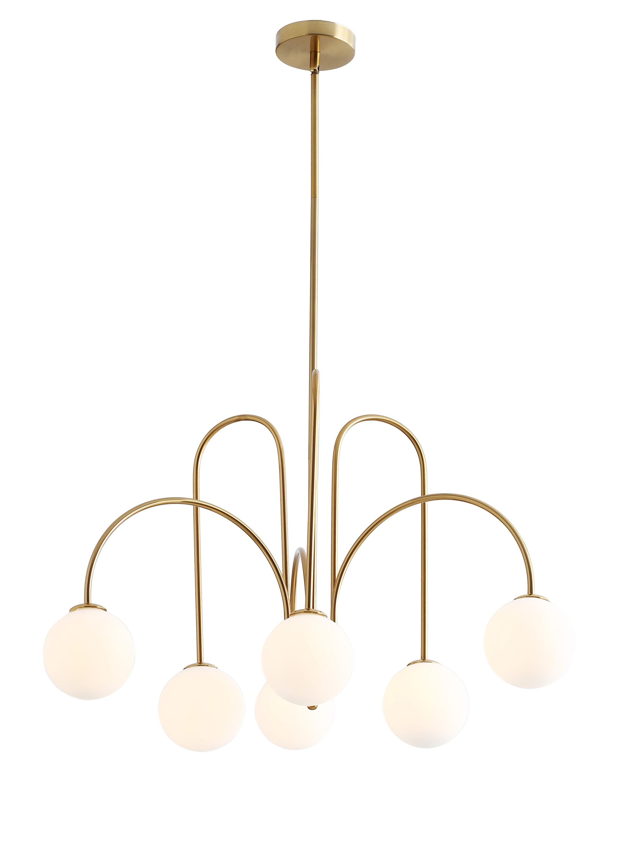 Elegant Brass 6-Light Globe Chandelier with Adjustable Height