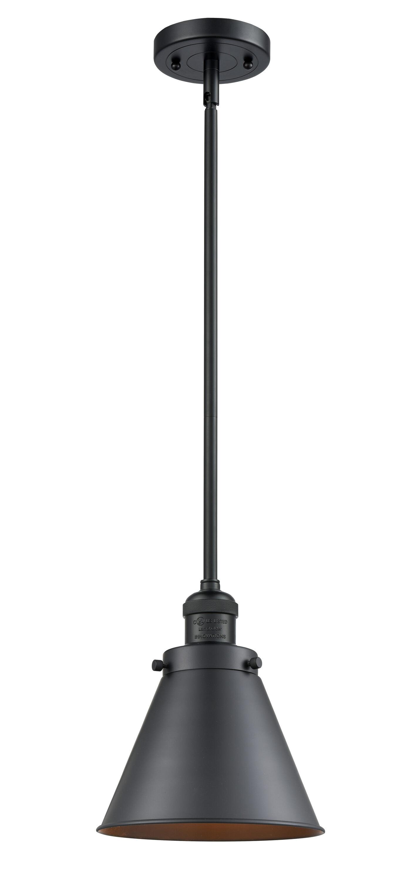 Matte Black Glass Mini Pendant Light with Adjustable Rod