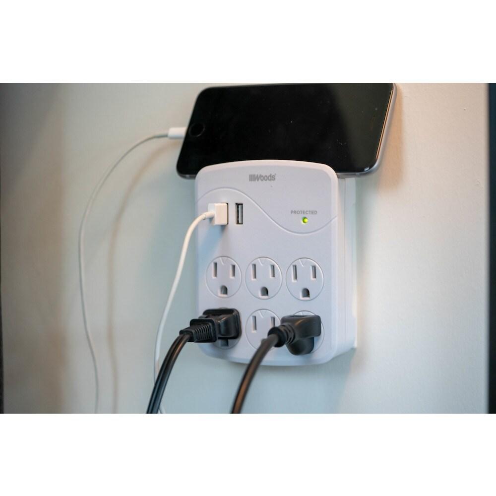 Woods 41076 Surge Protector with 6 Power, 6-Outlet 1440J of Protection