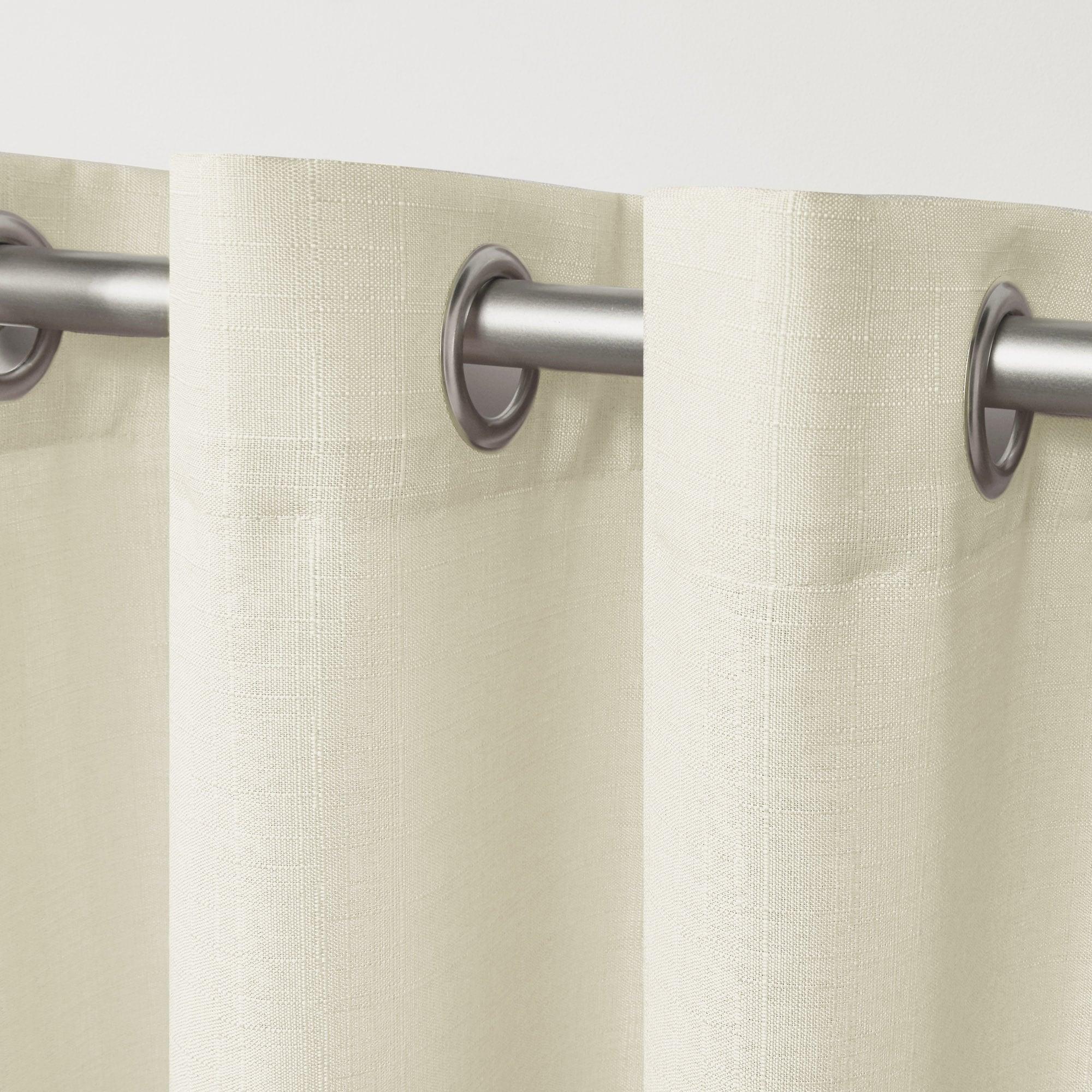 Set of 2 (96"x54") Loha Linen Grommet Top Light Filtering Curtain Panel Ivory - Exclusive Home: Modern Polyester Drapes