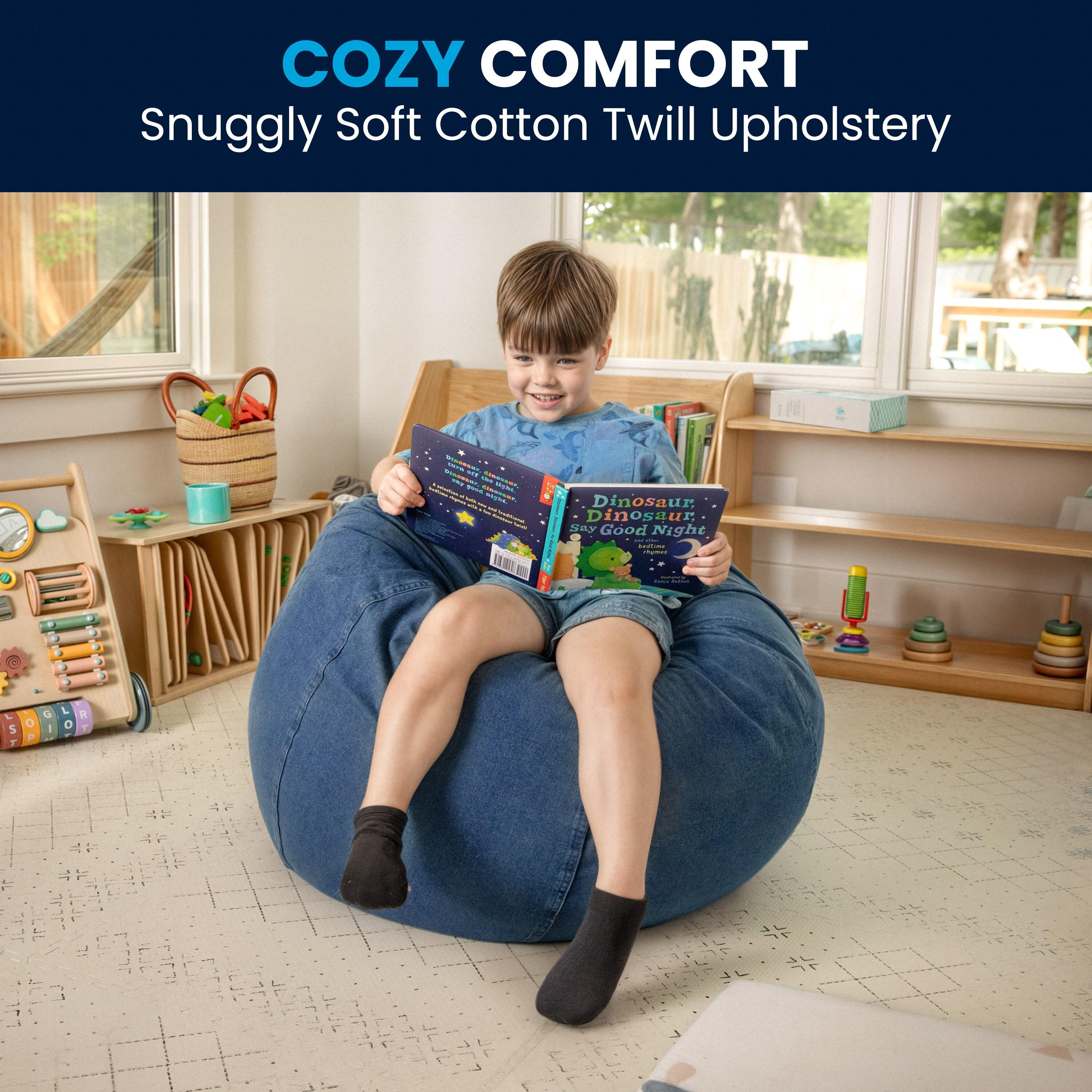 Flash Furniture Dillon Small Denim Refillable Bean Bag Chair for Kids and Teens