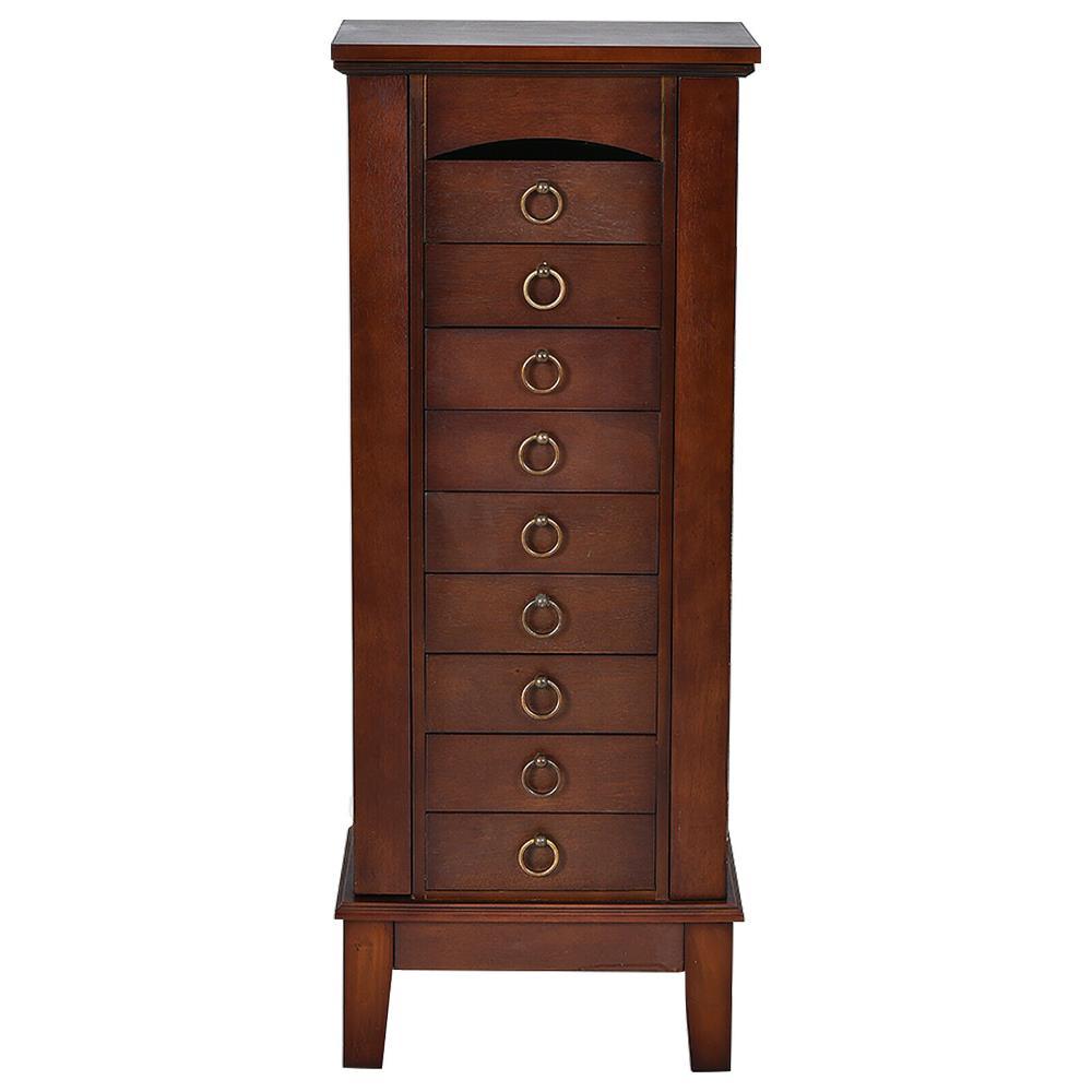 Costway Wood Jewelry Cabinet Armoire Storage Box Chest Stand Organizer Indoor Bedroom
