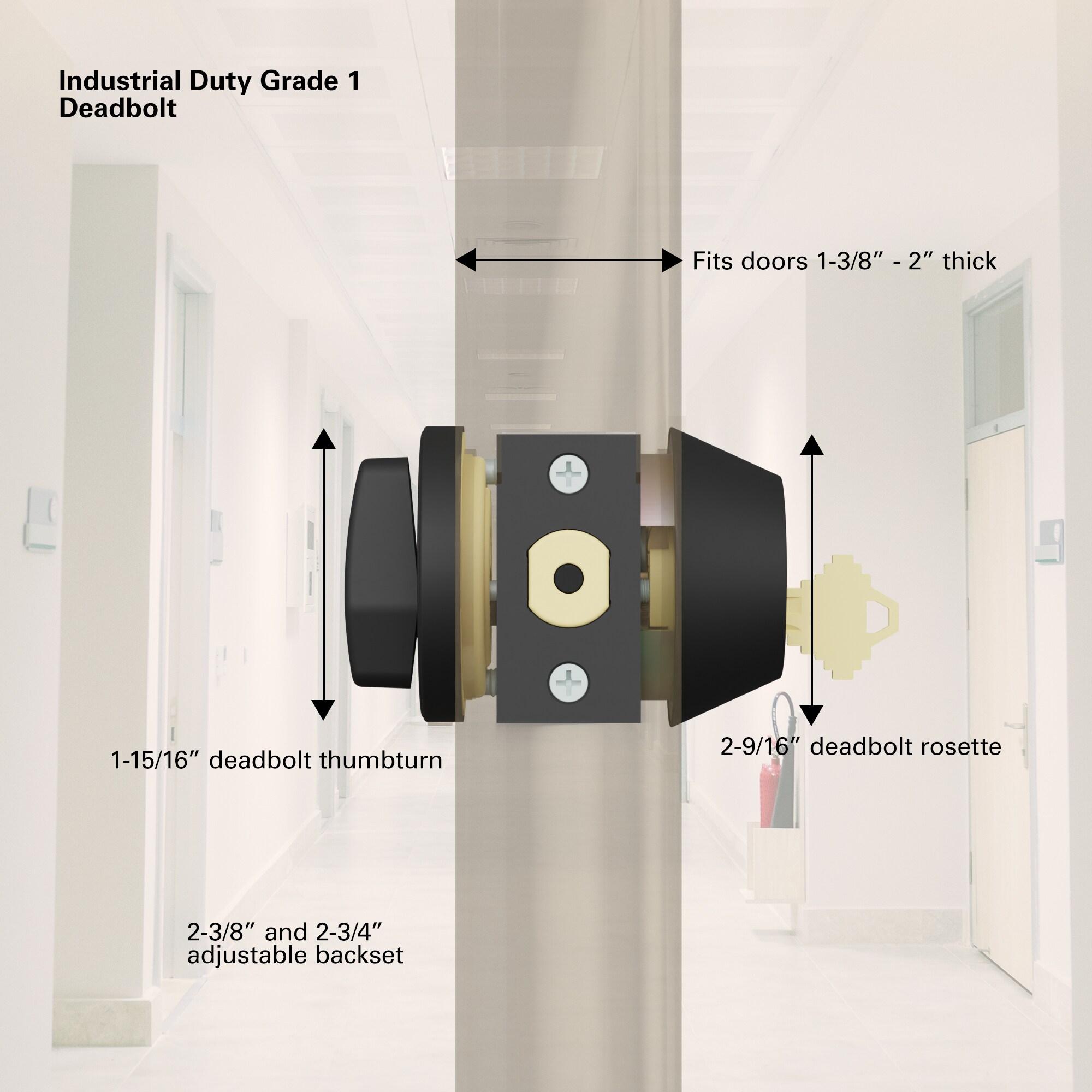 BRINKS Commercial - Single Cylinder Deadbolt Lock, Matte Black Finish - Meets ANSI Grade 1 Standards and has 3-Hour UL Fire Rating