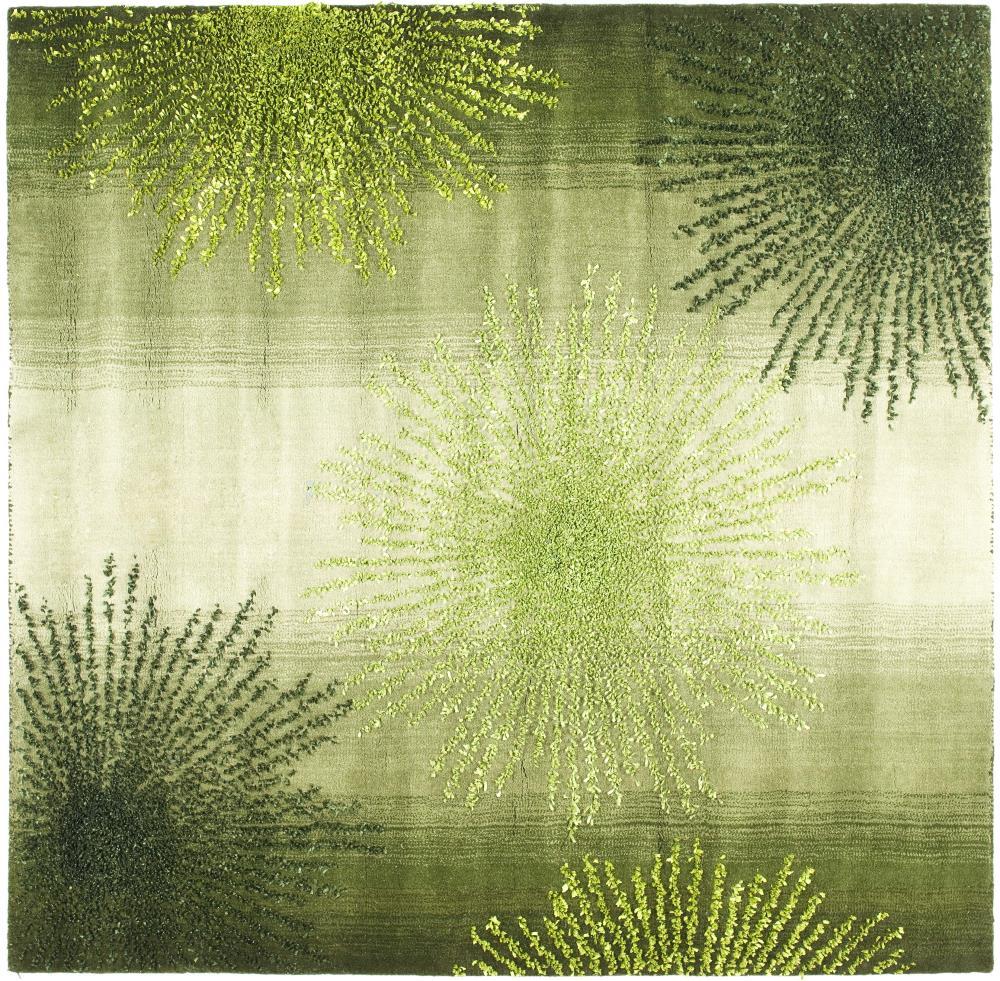 SAFAVIEH Soho Fiesta Celebration Wool Area Rug, Green/Multi, 6' x 6' Square