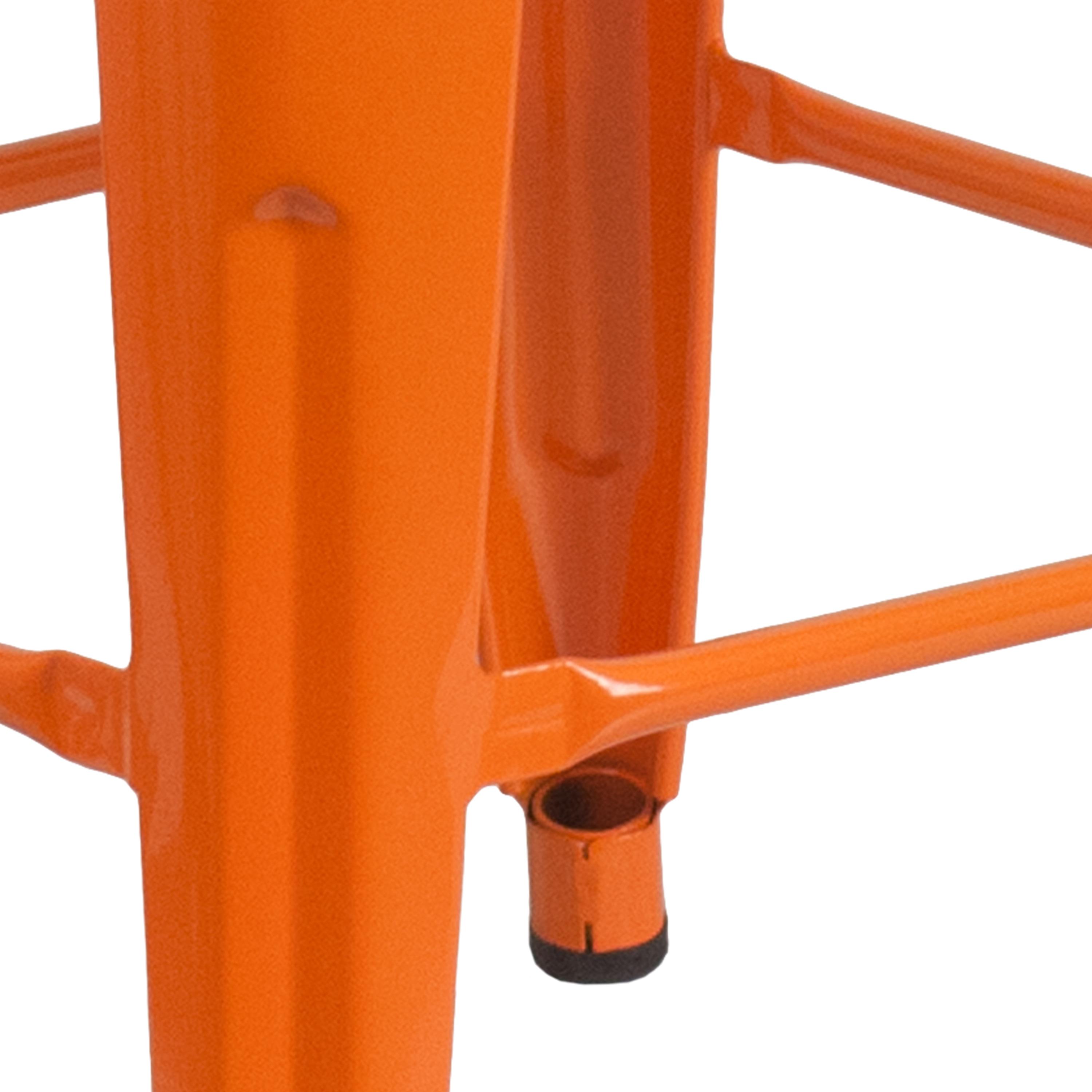 Flash Furniture Commercial Grade 24" High Backless Orange Metal Indoor-Outdoor Counter Height Stool with Square Seat