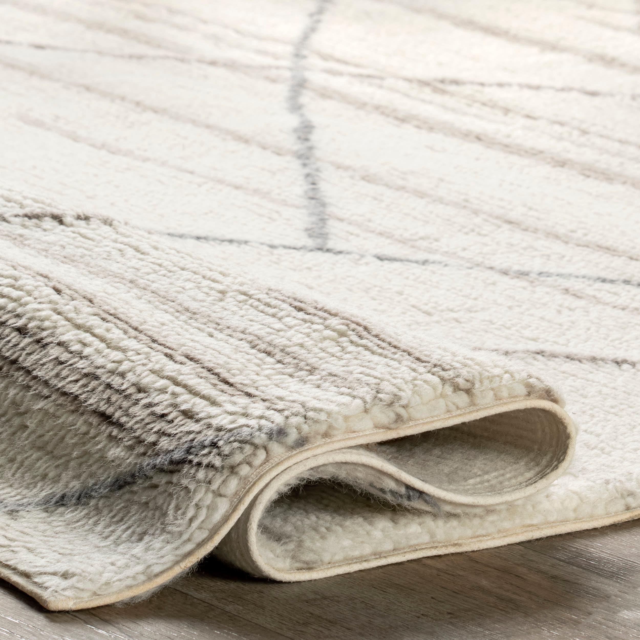Arvin Olano x Rugs USA - Pick-Up-Sticks Machine Washable Wool Indoor Area Rug Ivory 5' x 8'