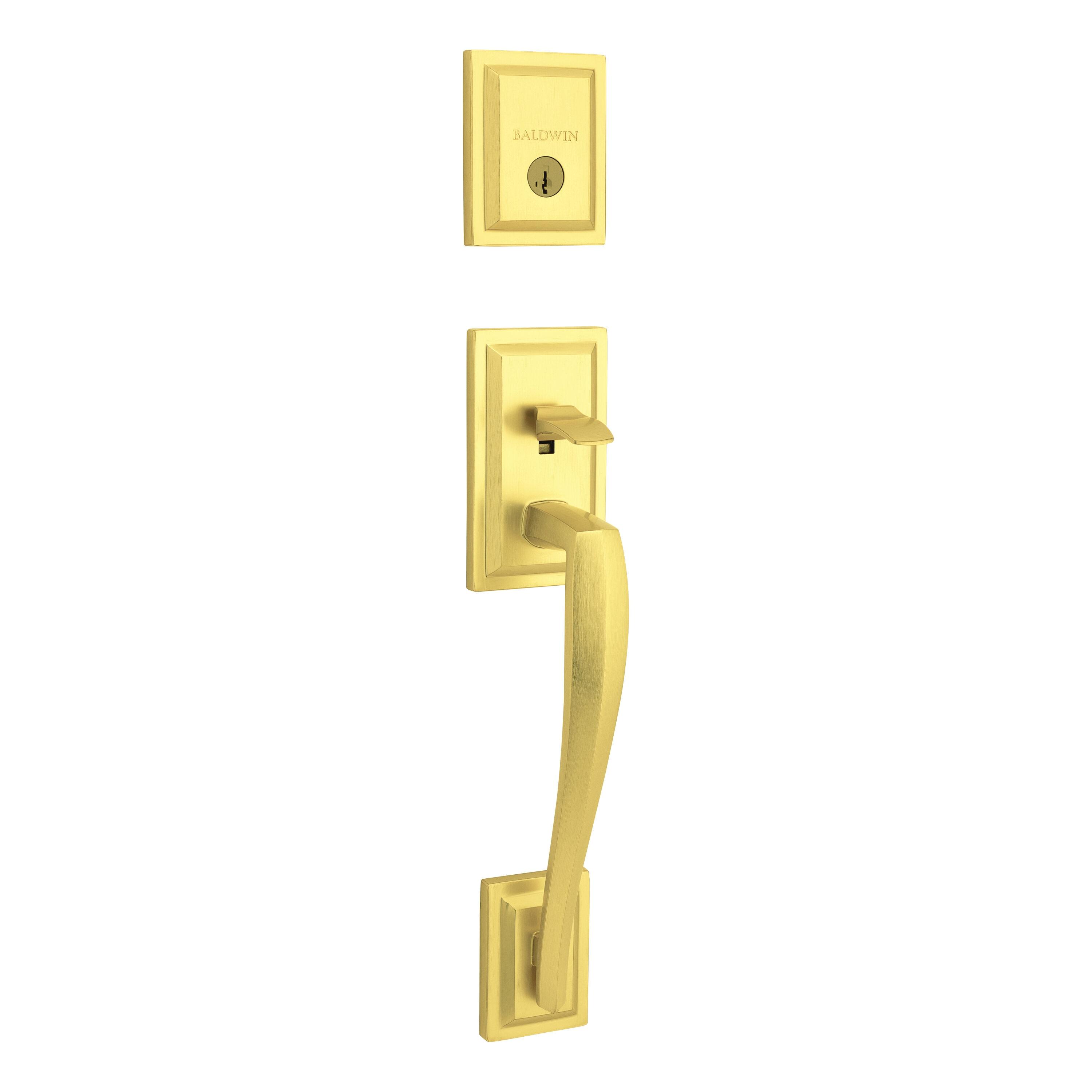 Baldwin Torrey Pines, Front Entry Handleset with Interior Lever, Featuring SmartKey Deadbolt Re-Key Technology and Microban Protection, in Satin Brass
