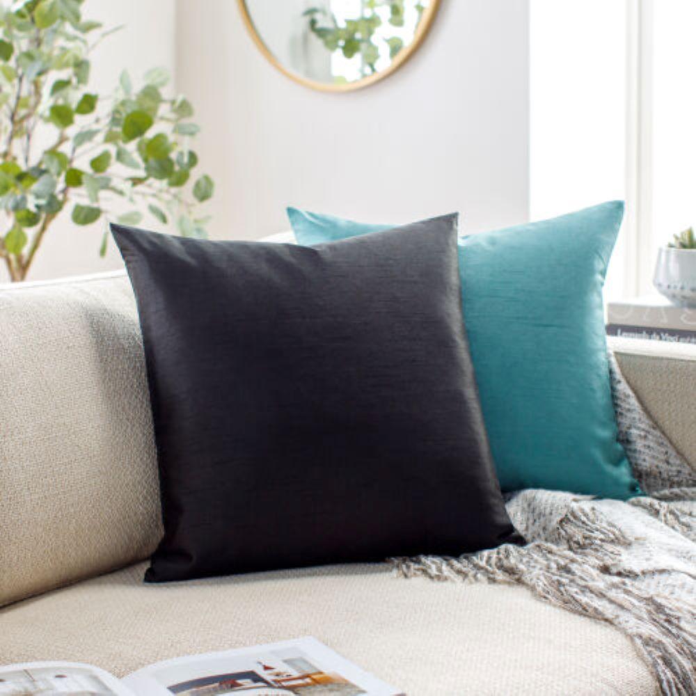 Surya Luxe 24" Square Black Wool Accent Pillow