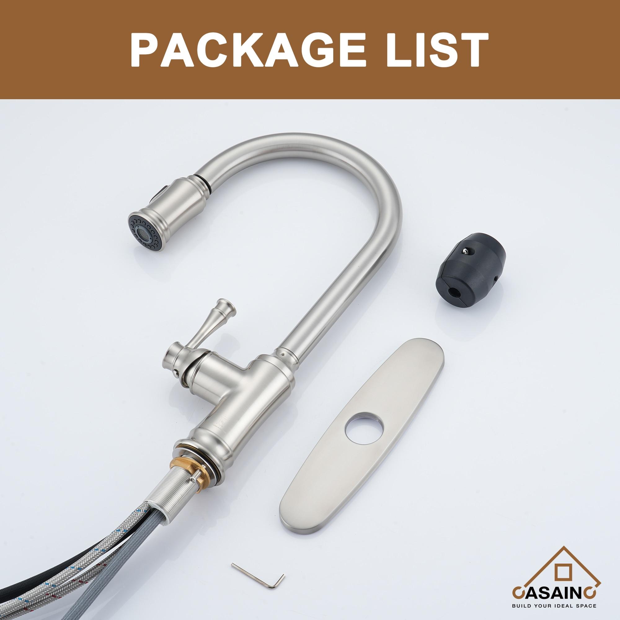 CASAINC 1.8 GPM Single-Handle Pull-Down Kitchen Faucet Single Hole Faucet