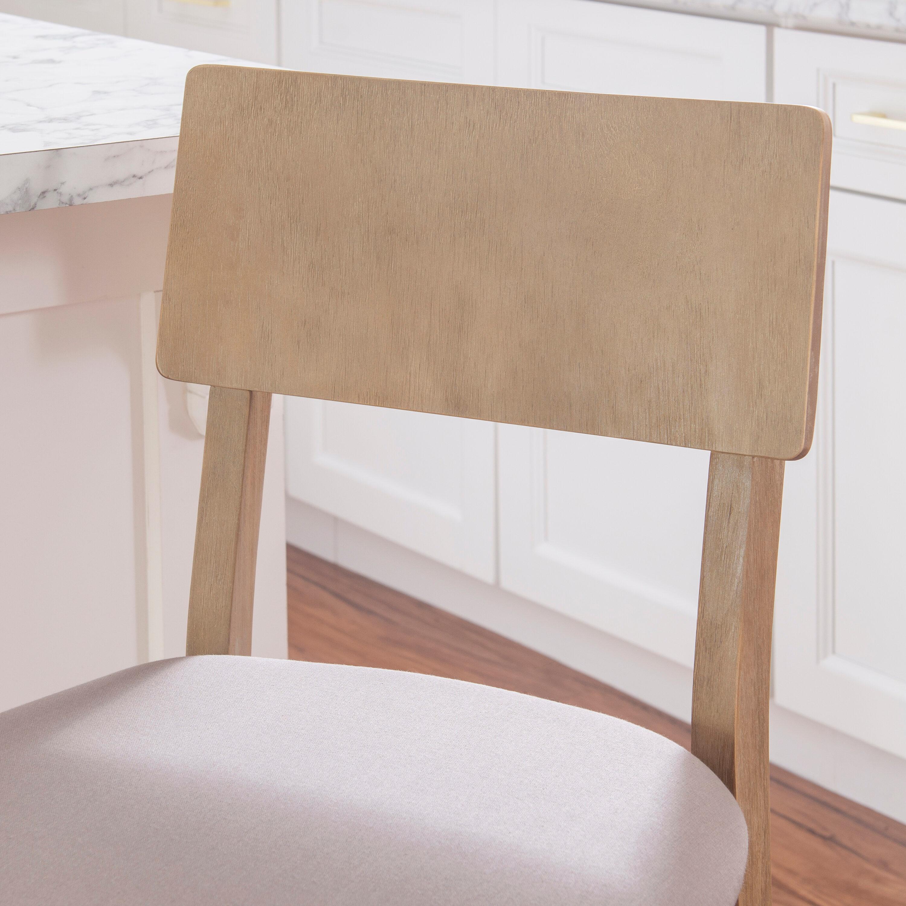 24" Jordan Padded Seat Upholstery Counter Height Barstool Light Gray - Linon: Scandinavian Style, Wood Legs, Polyester
