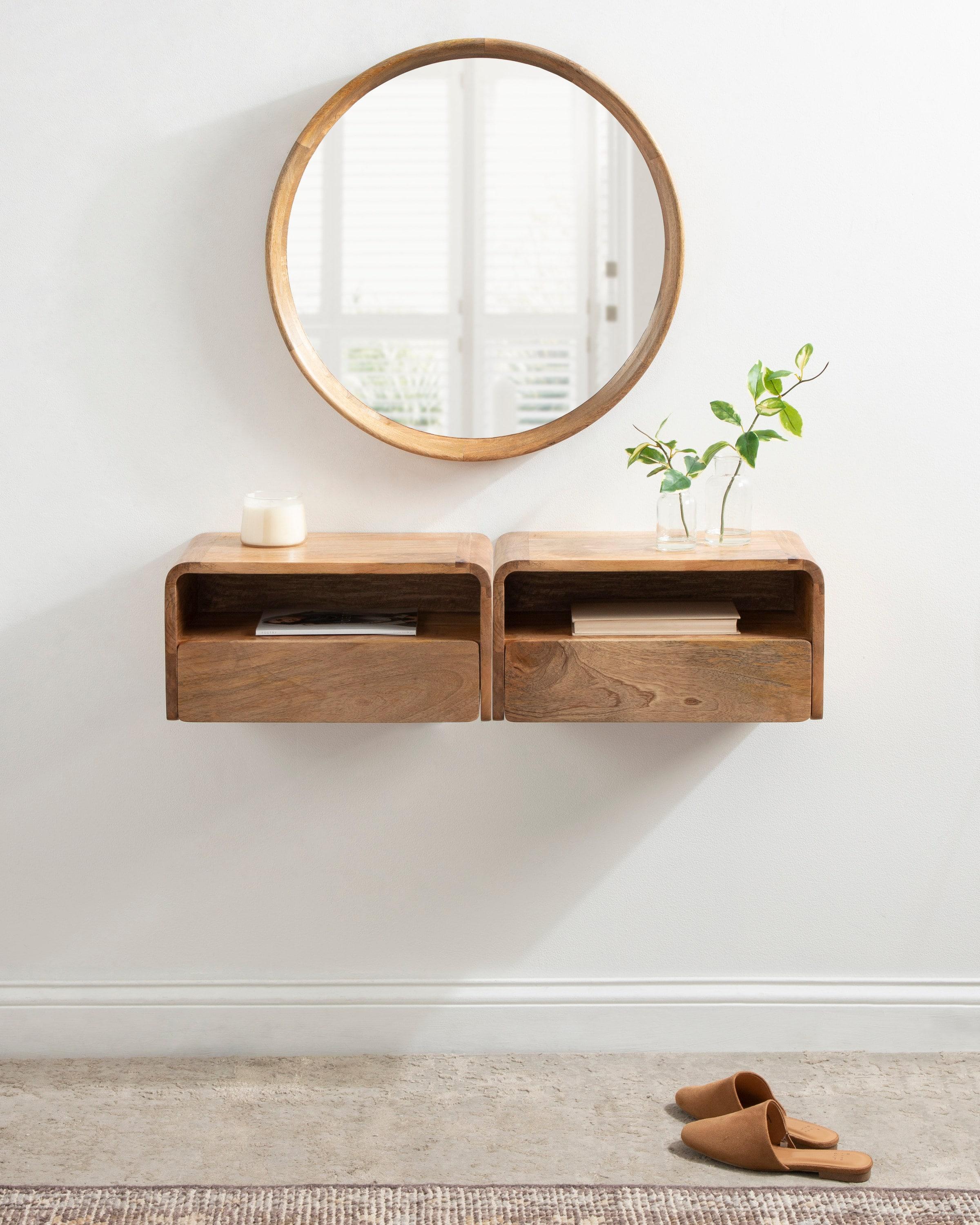 Kate and Laurel Kato Rectangle Wood Floating Side Table, 18x10x9, Natural