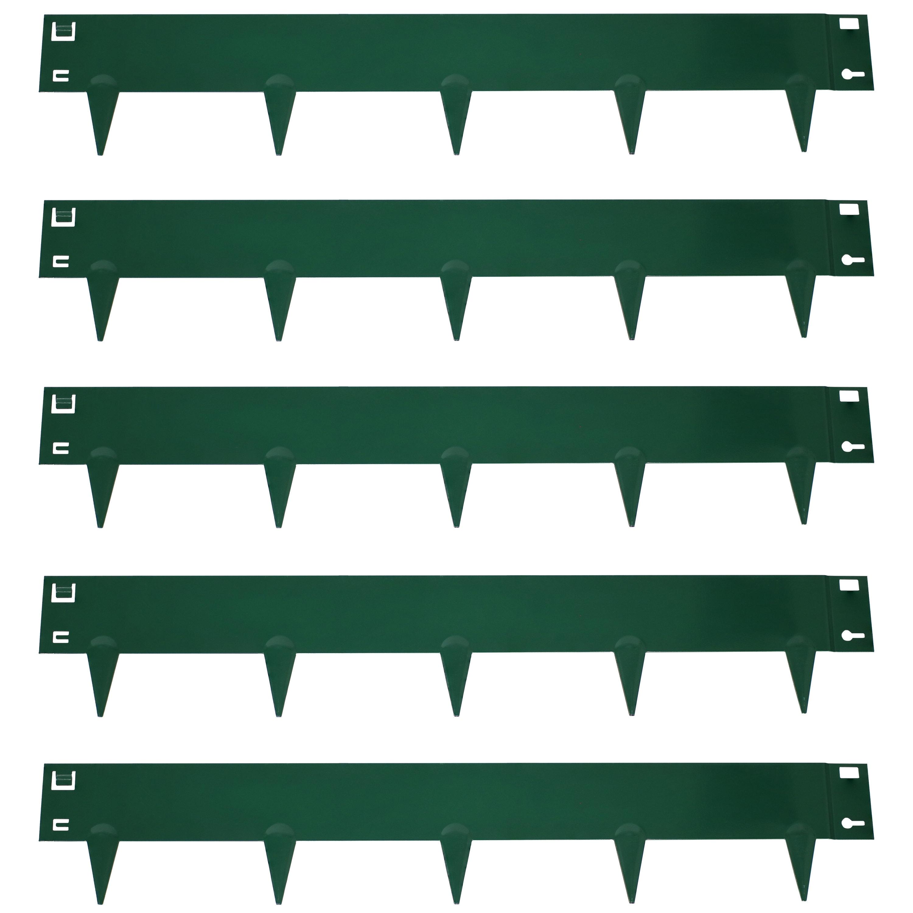 Sunnydaze Outdoor Lawn and Garden Heavy-Duty Steel Metal Flexible Landscape Edging Borders - 16' - Green - 5pk