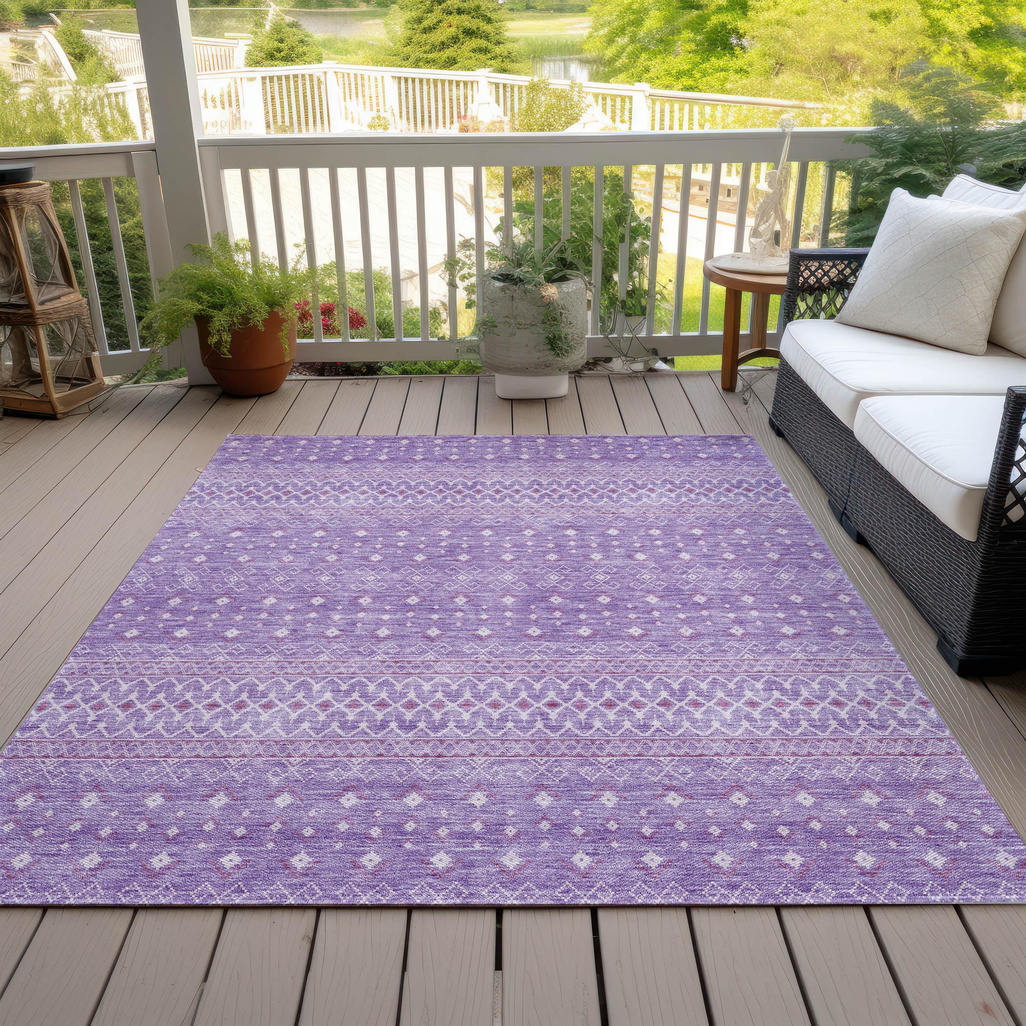 Addison Rugs Chantille Indoor/Outdoor Transitional Boho Lavender Washable Rectangle Rug, 3' x 5'