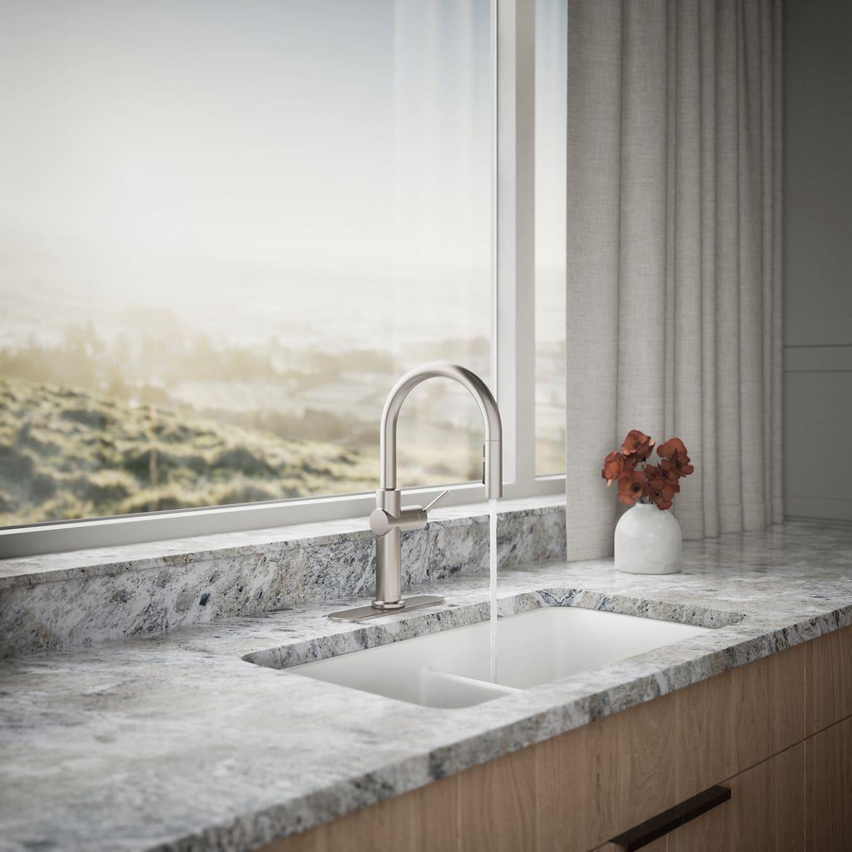 Kohler Crue Single Handle Pull Down Kitchen Faucet with Three-Function Pull Down Sprayer