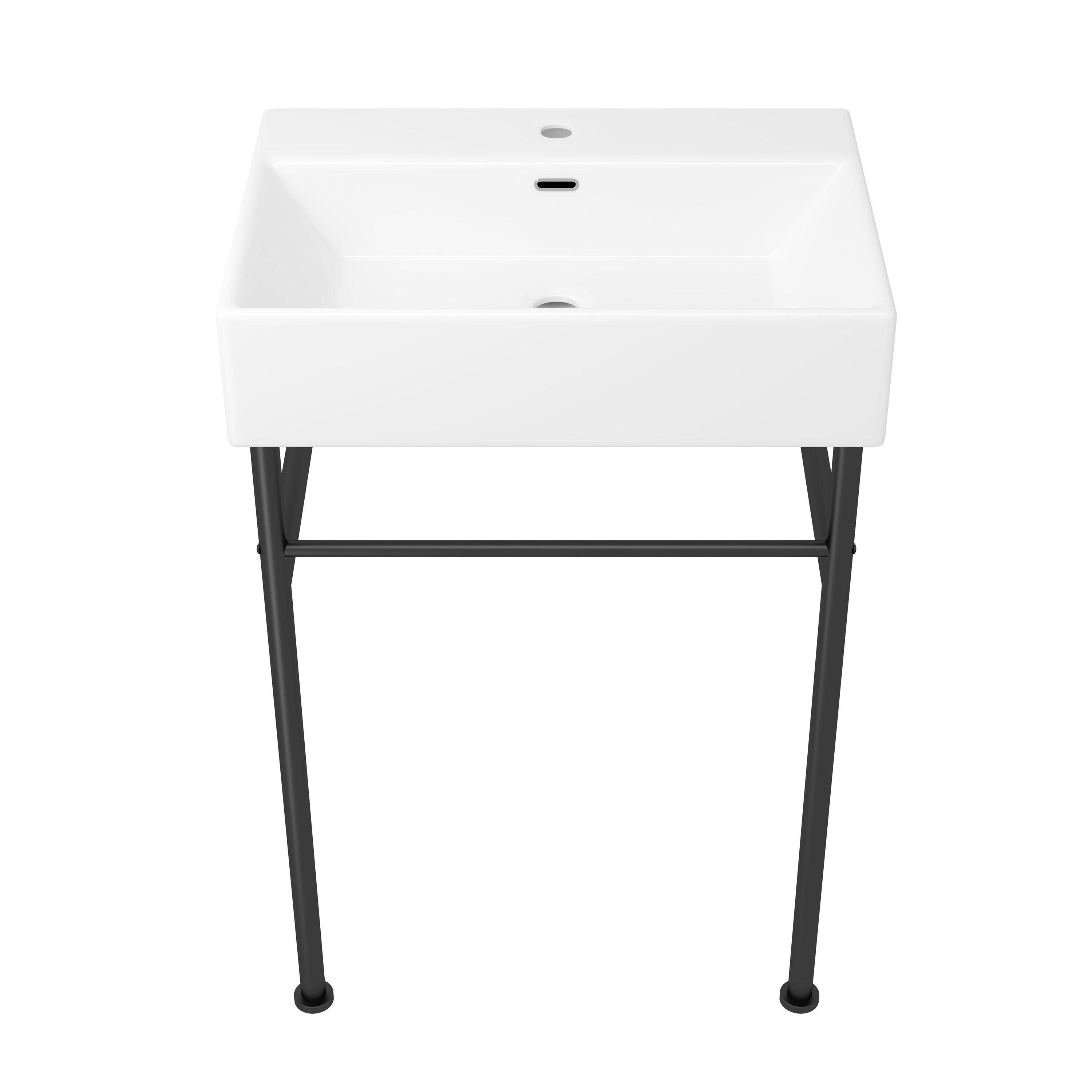 Turner 24" W x 16" D x 35" H Vitreous China Rectangular Console Bathroom Sink with Overflow