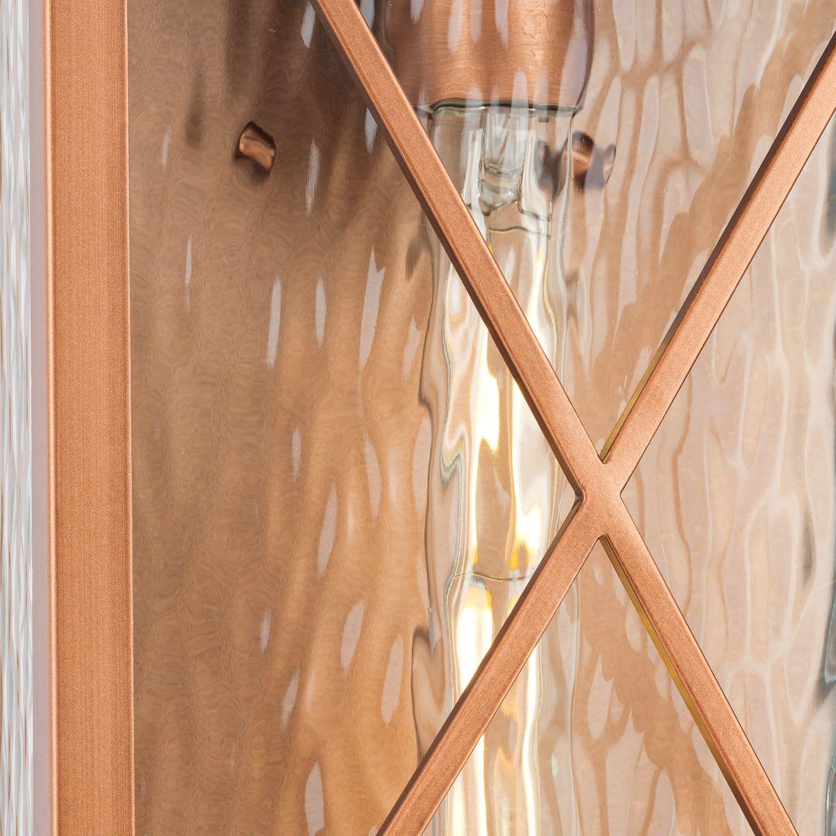 Wakeford Collection One-Light Antique Copper and Clear Water Glass Transitional Style Small Outdoor Wall Lantern