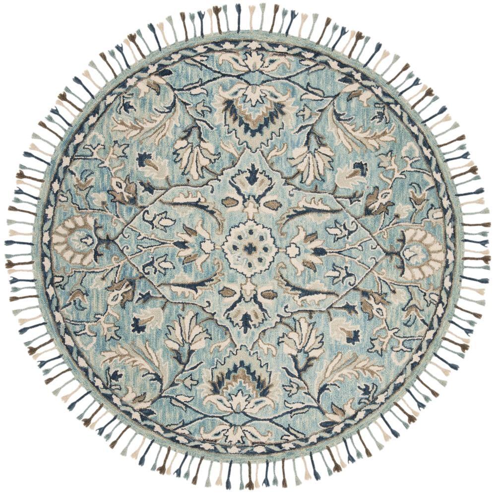 Blossom BLM457 Hand Tufted Area Rug - Blue/Ivory - 6' Round - Safavieh.