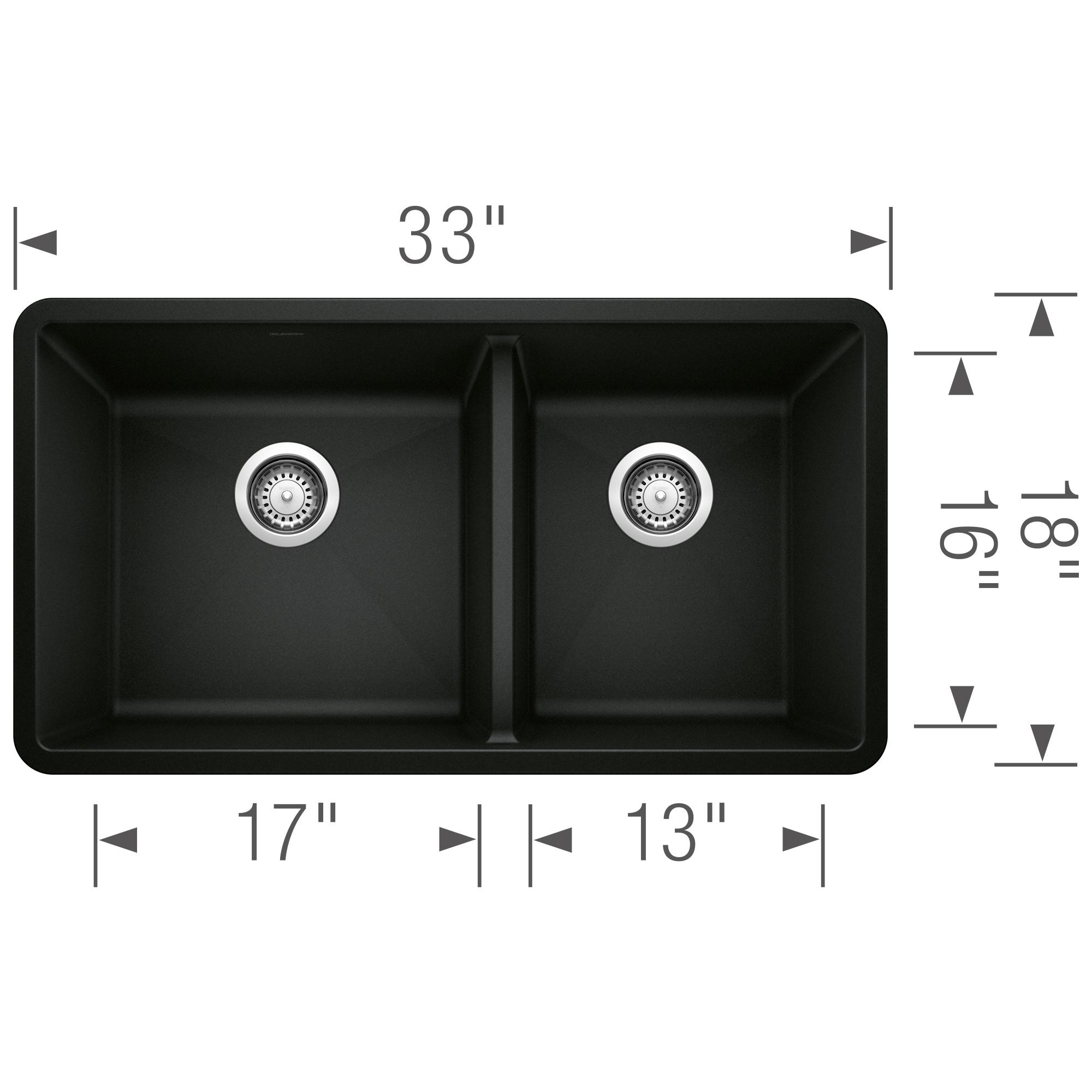 Precis SILGRANIT 33" L X 18" W Double Bowl Undermount Kitchen Sink