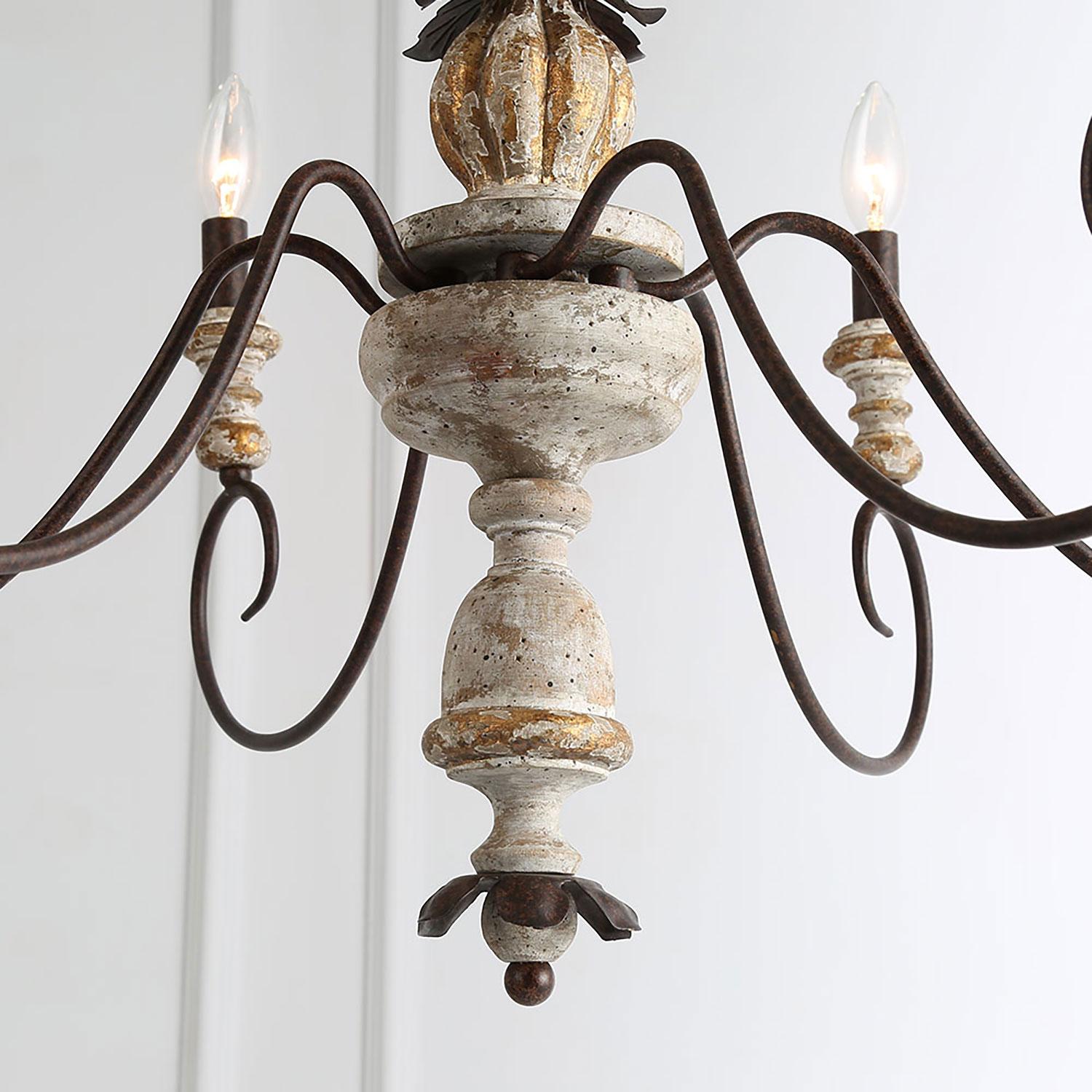 The Gray Barn French Country 6-Light Wood Chandelier Classic Farmhouse Lights - 31.1" D x 28" H