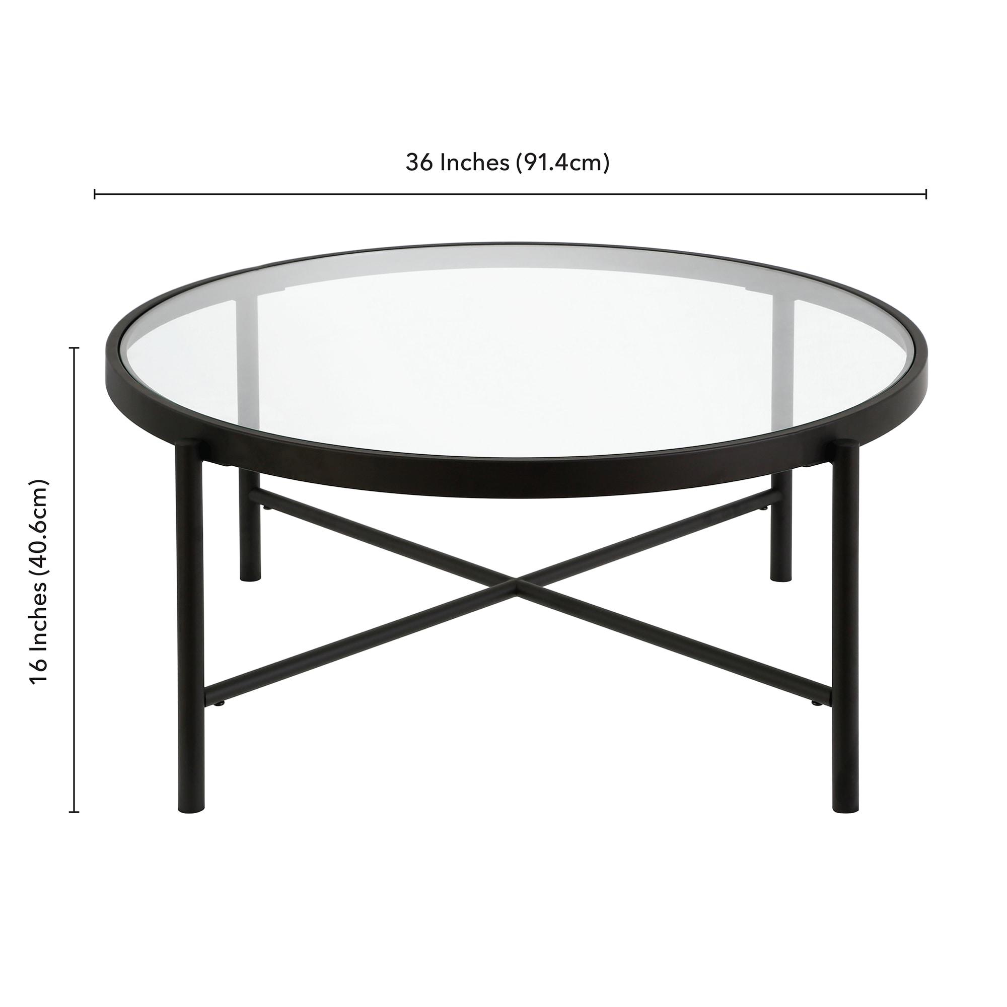 Evelyn&Zoe Duxbury 36" Wide Round Coffee Table, Blackened Bronze