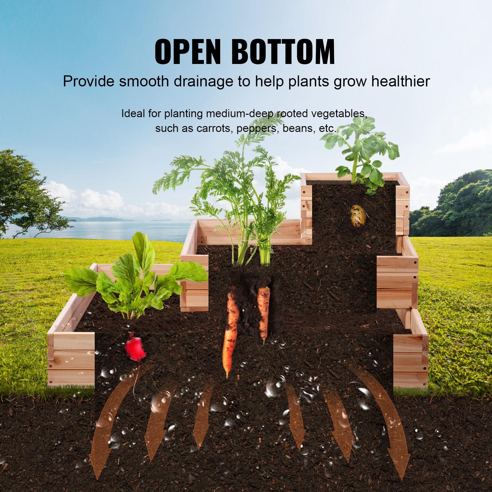 Burlywood Wooden Raised Garden Bed Planter 44.5"x44.5"x20.1"