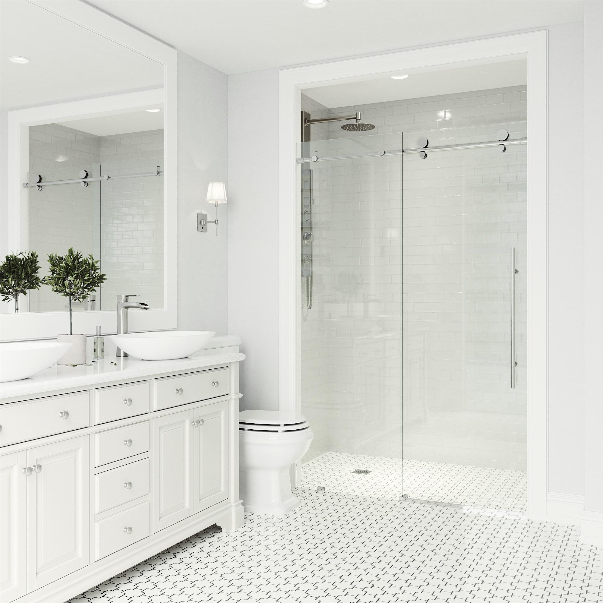 Elan E-Class 44-48" W x 76" H Sliding Frameless Shower Door with 3/8" Clear Glass