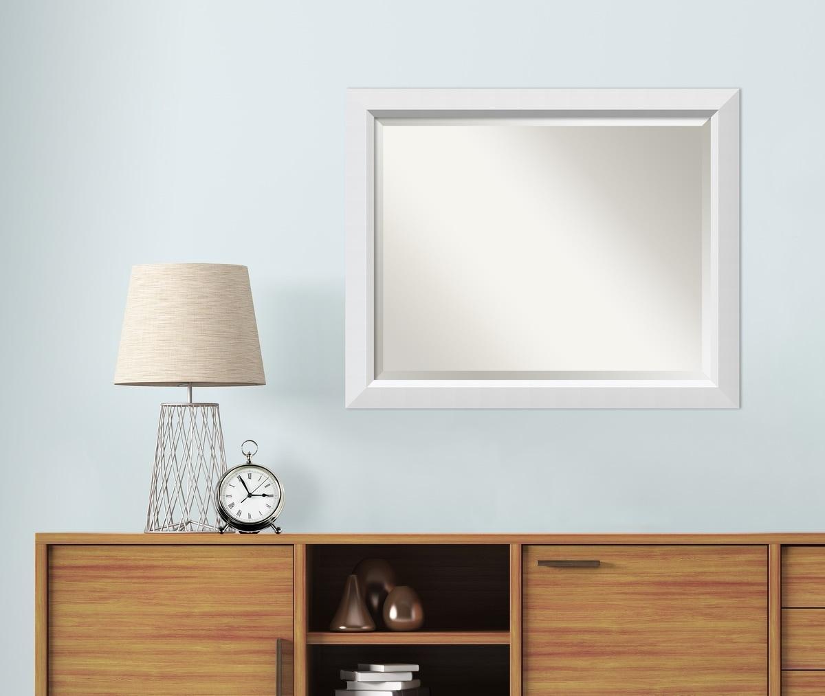 Amanti Art Blanco White Beveled Wood Wall Mirror 26.25 x 32.25 in.