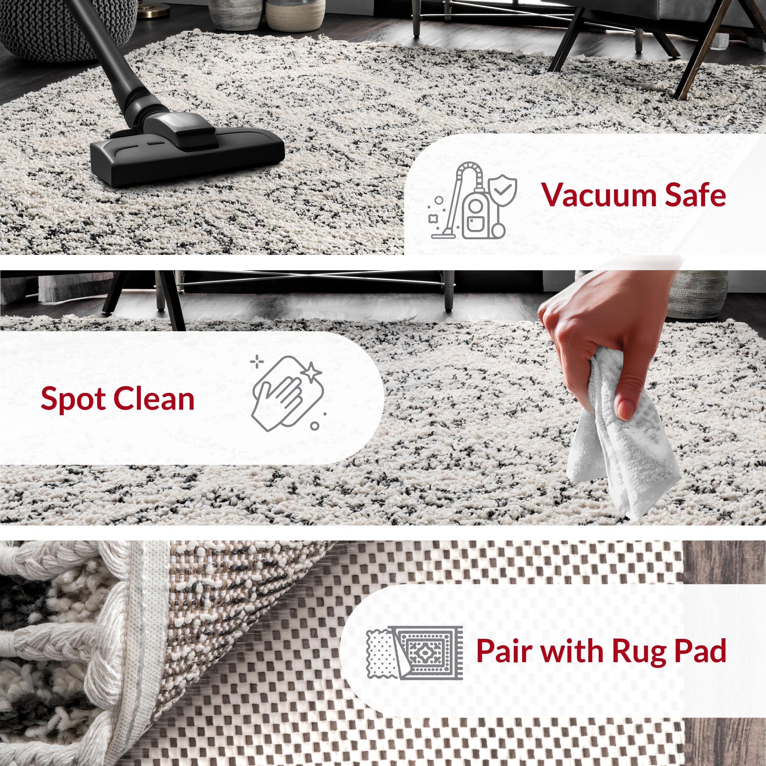 Nuloom Vasiliki Geometric 2x3 Accent Shag Indoor Area Rug for Living Room Bedroom Dining Room Nursery Entryway, Off White/Charcoal